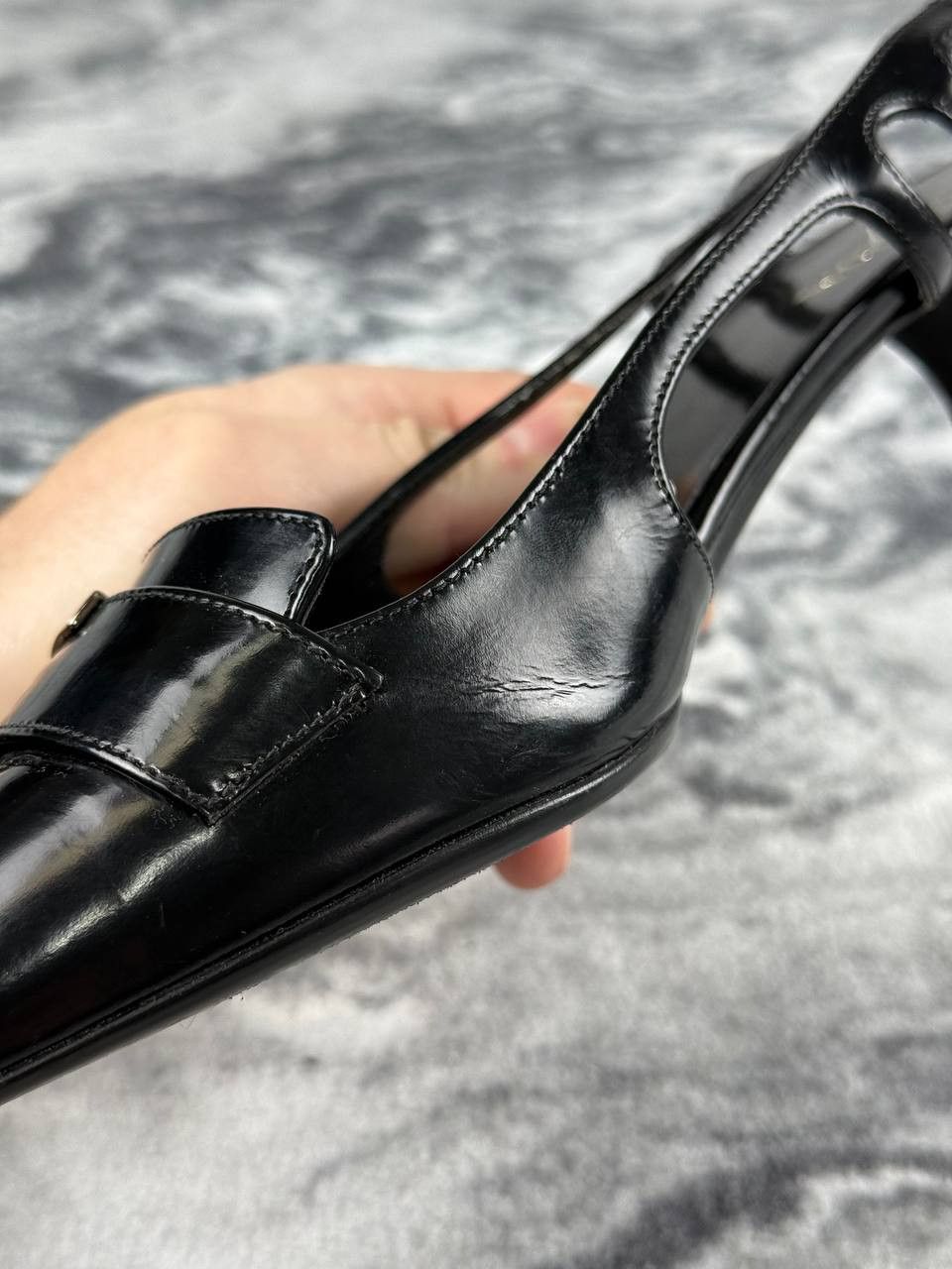 Prada PRADA Leather Slingback Pointed Pumps Size US 6.5 / IT 36.5 - 10 Thumbnail