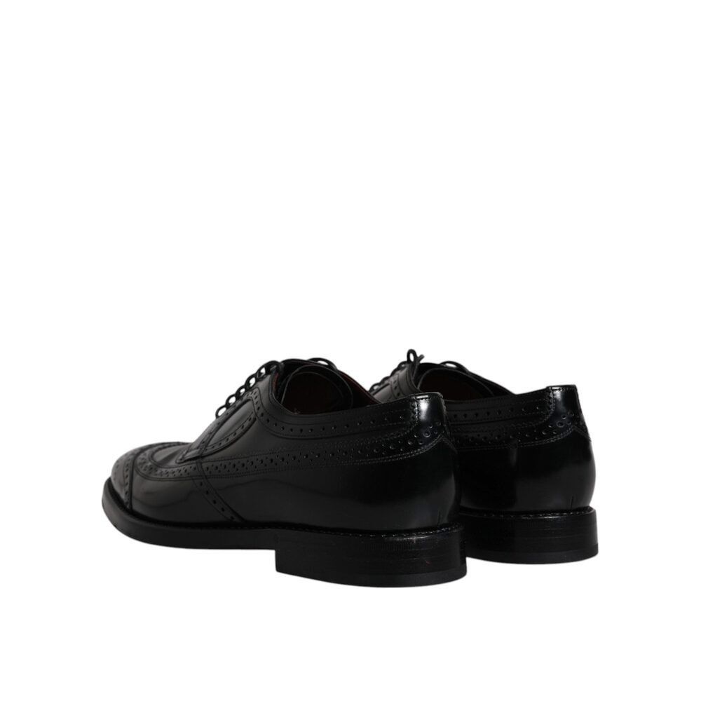Dolce & Gabbana Dolce & Gabbana Black Leather Derby Wingtip Formal Shoes Size US 10 / EU 43 - 5 Thumbnail