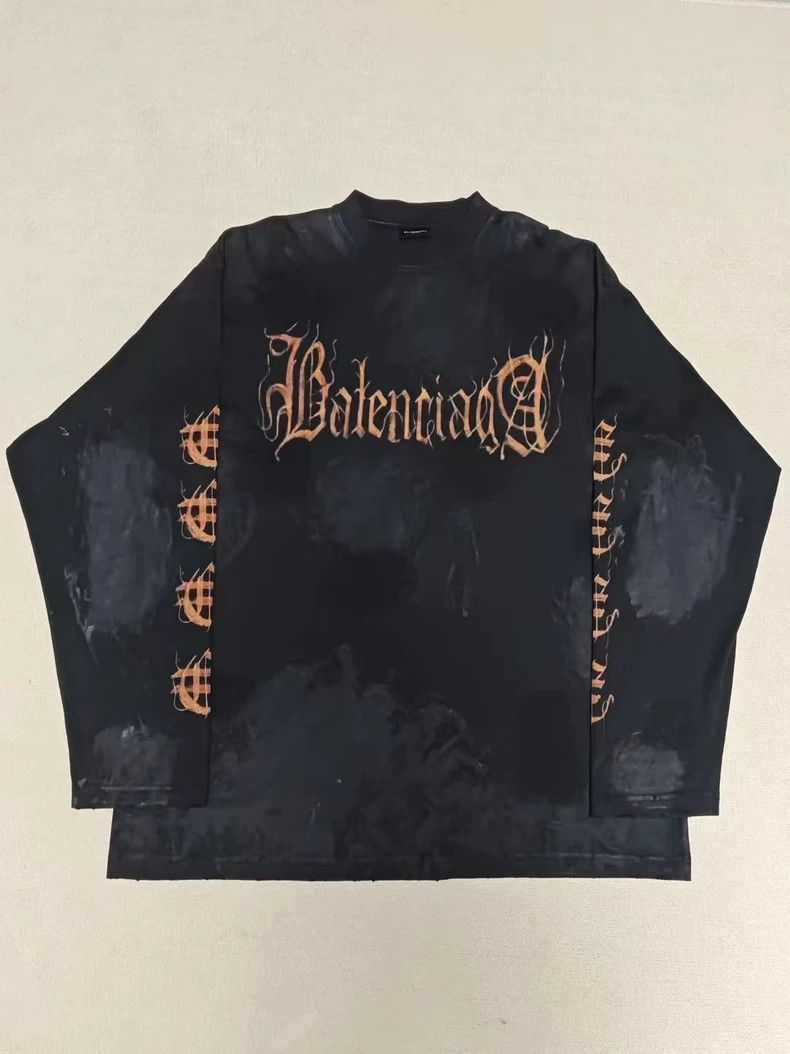 Balenciaga Balenciaga 23fw loose mud dyed Sanskrit distressed long sle Size US S / EU 44-46 / 1 - 1 Thumbnail