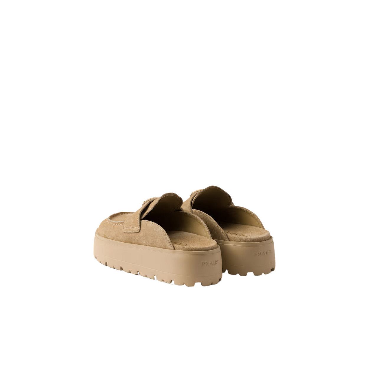Prada PRADA $1250 Ecru Suede Platform Mules New & Authentic (Women Size US 9 / IT 39 - 4 Thumbnail