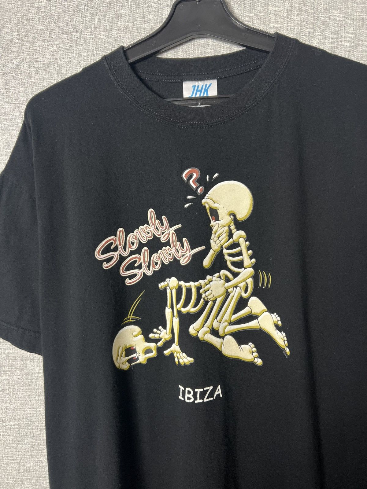 Band Tees × Vintage Ibiza Skeleton Sex “Slowly” Funny Graphic Print Tee Pornstar Size US XL / EU 56 / 4 - 6 Thumbnail