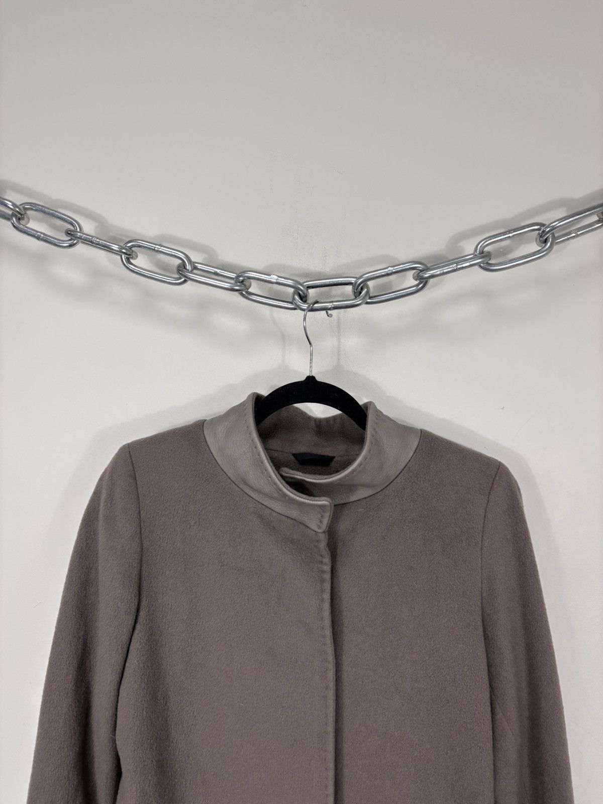 Cinzia Rocca Cinzia Rocca Women’s Taupe Virgin Wool Coat Stand Collar Size M / US 6-8 / IT 42-44 - 3 Thumbnail