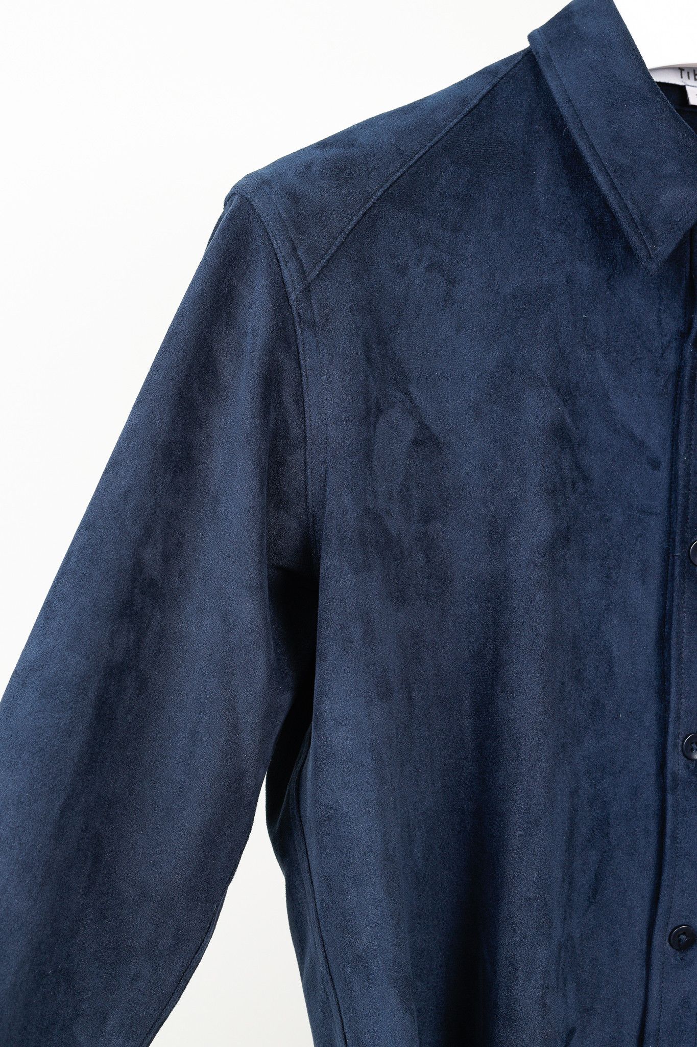 Tibi Tibi Faux Suede Midnight Blue Button Up Shirt Size S / US 4 / IT 40 - 6 Thumbnail