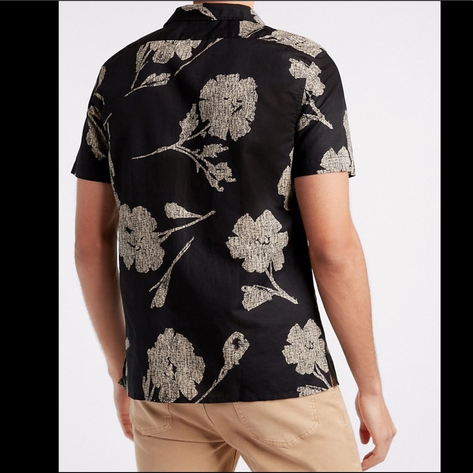 Express NWOT Slim Floral Linen Short Sleeve Shirt Size US XS / EU 42 / 0 - 3 Thumbnail