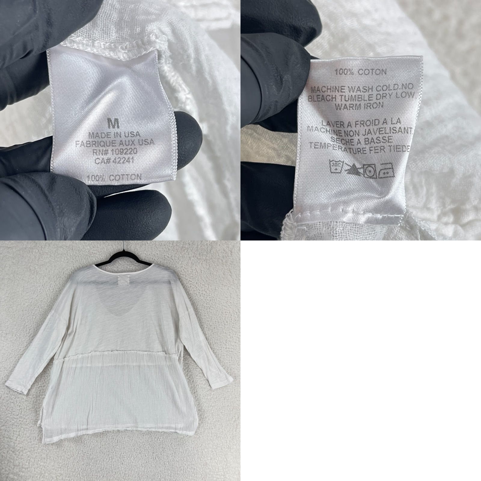 Vintage Ben and Lucia Shirt Womens Medium White 100% Cotton Pullover 3/4 Sleeve USA Made Size M / US 6-8 / IT 42-44 - 8 Thumbnail