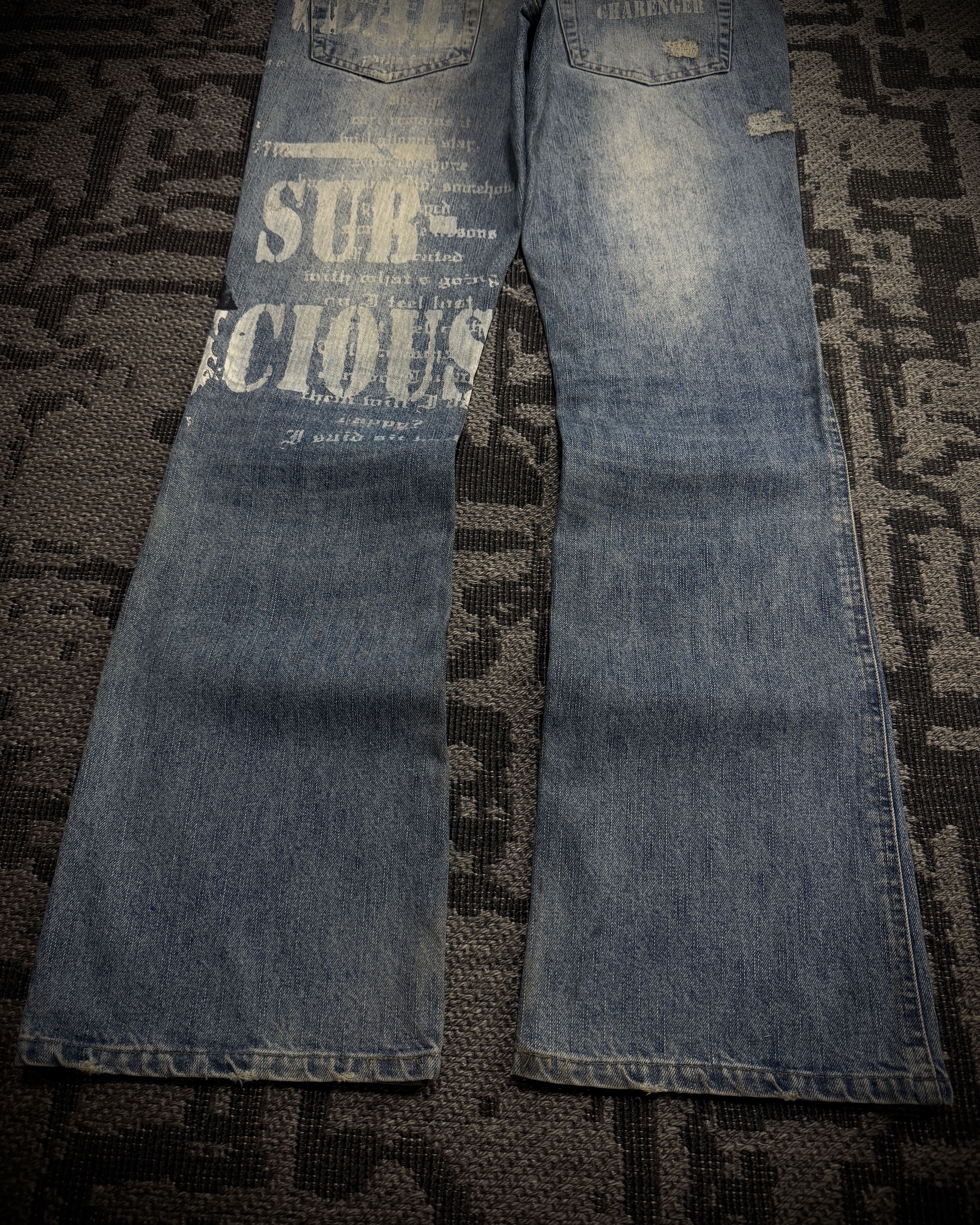 In The Attic In The Attic Distressed Graphic Bootcut Jeans Size US 34 / EU 50 - 7 Thumbnail