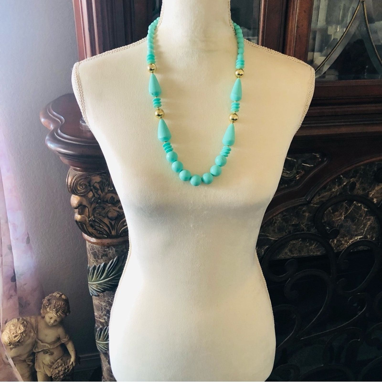 Vintage Vintage turquoise tone beaded necklace Size ONE SIZE - 5 Thumbnail