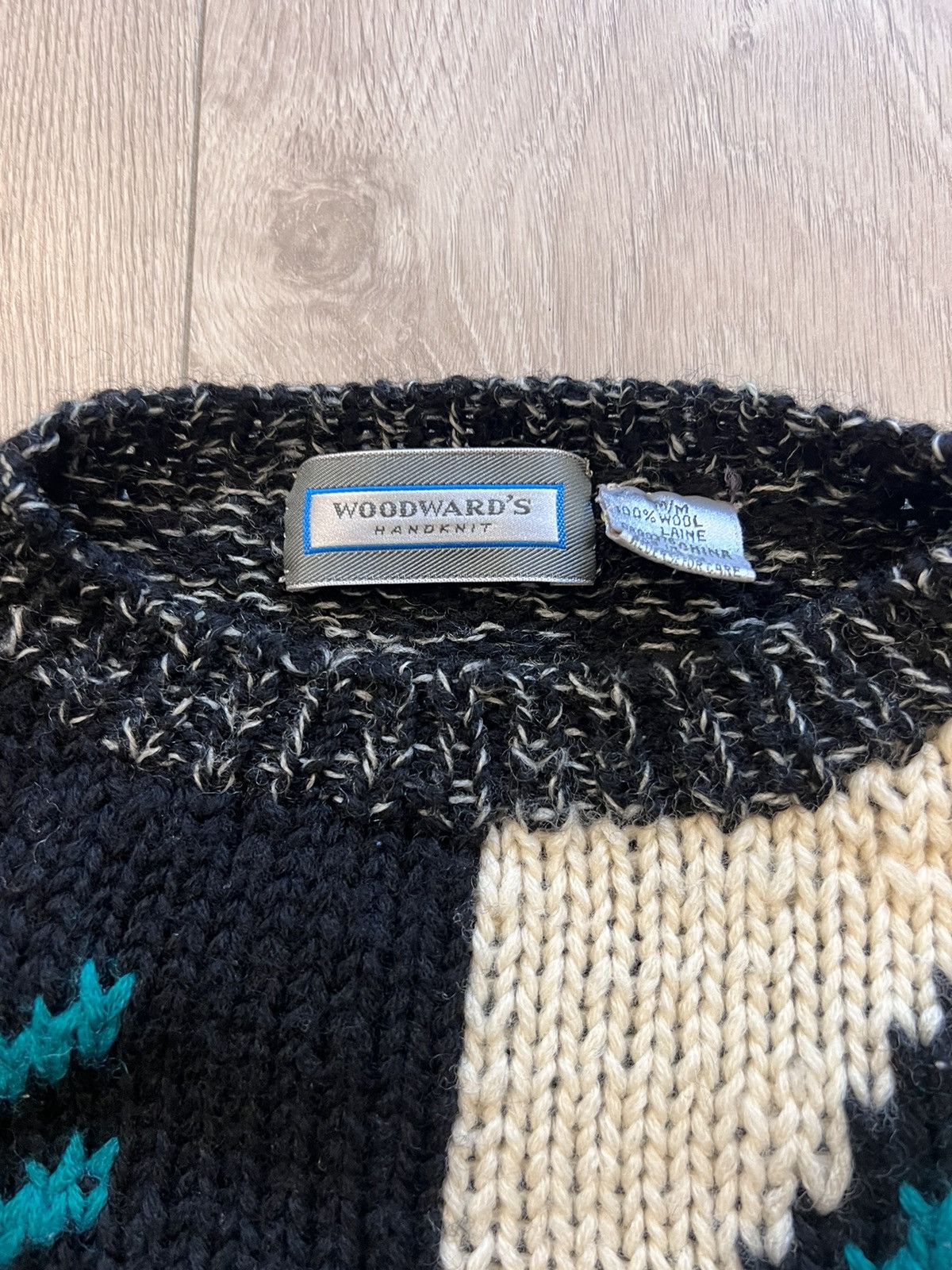 Vintage × Woodward Hand Knitted 100% Wool Sweater Woodwards Knit 90s Size US M / EU 48-50 / 2 - 3 Thumbnail