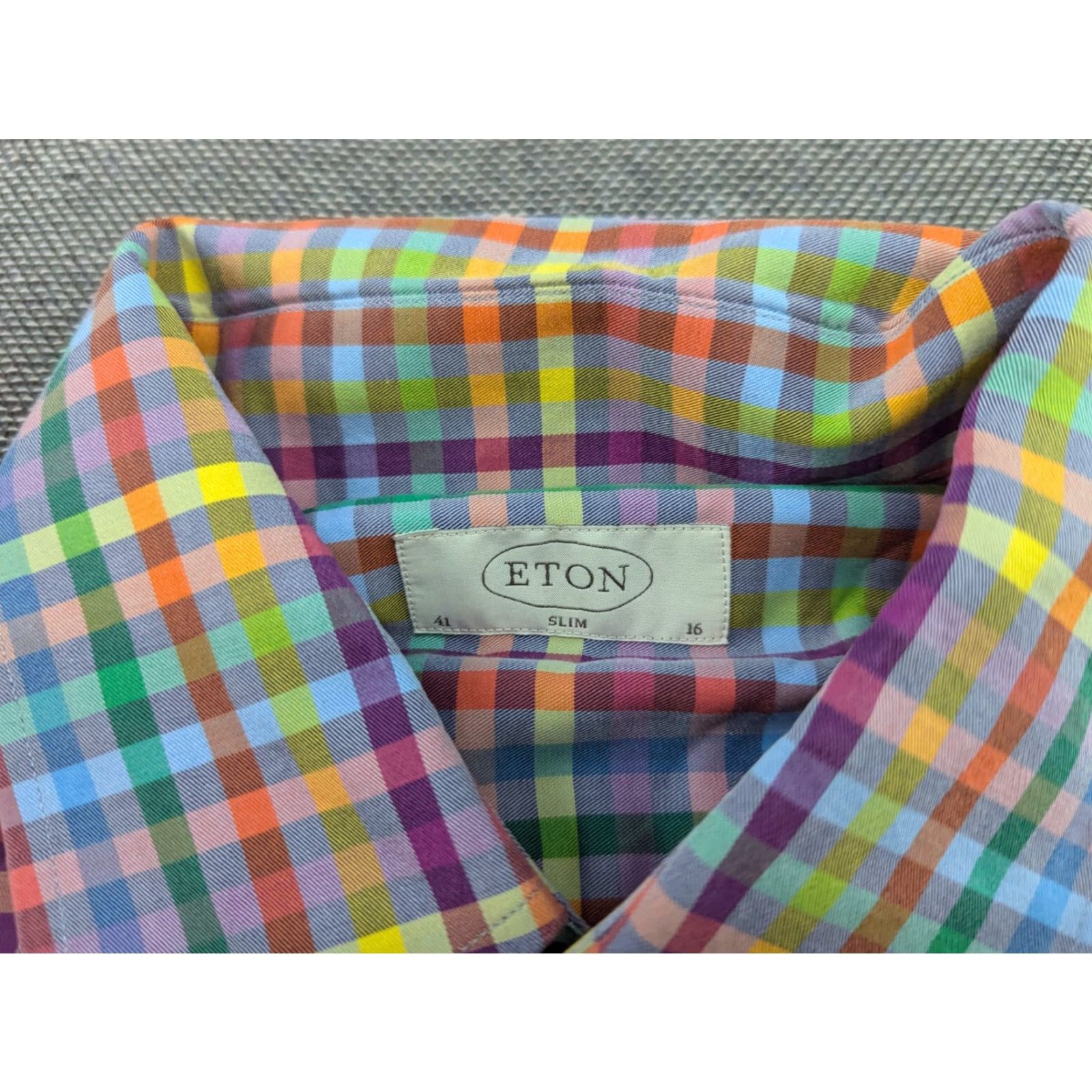 Eton ETON Mens Button-Up Shirt Size 41 Slim Multicolor Plaid Long Sleeve Casual Shirt Men’s Button Up Shirt Size US L / EU 52-54 / 3 - 4 Thumbnail