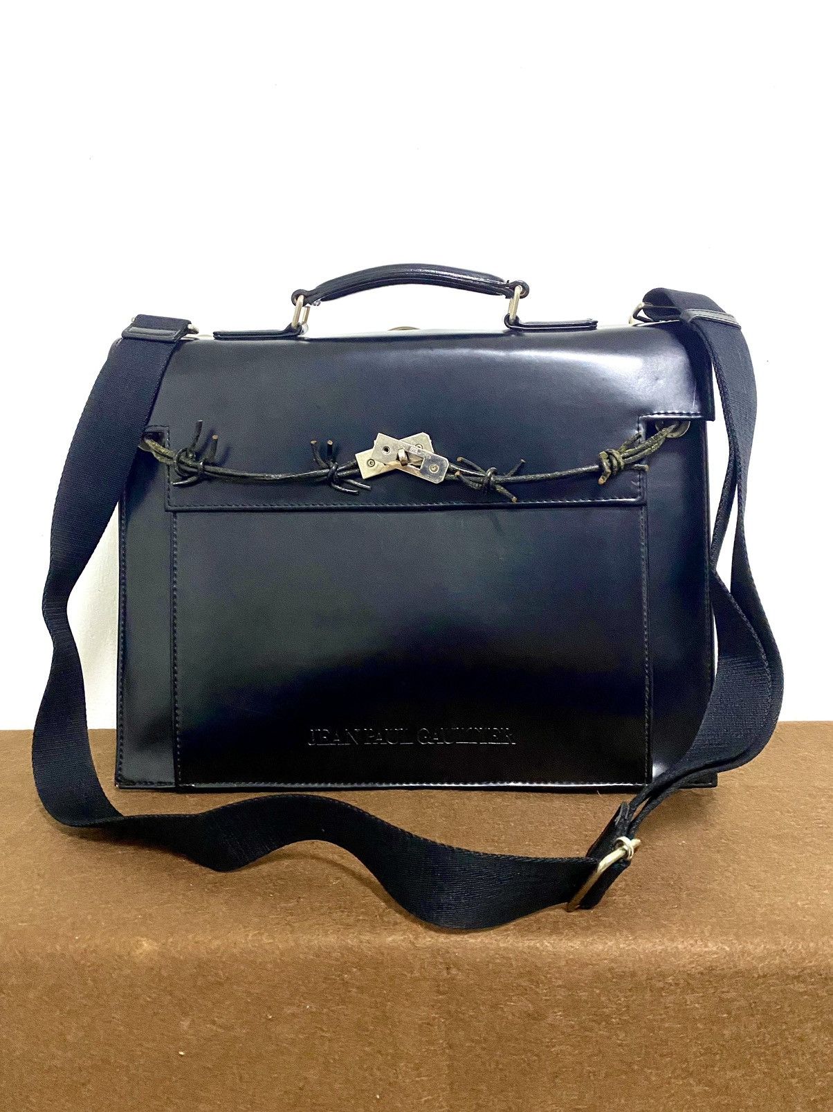 Jean Paul Gaultier Rare 90s JPG Birkin Kelly Leather GothicBriefcase Bag Size ONE SIZE - 3 Thumbnail