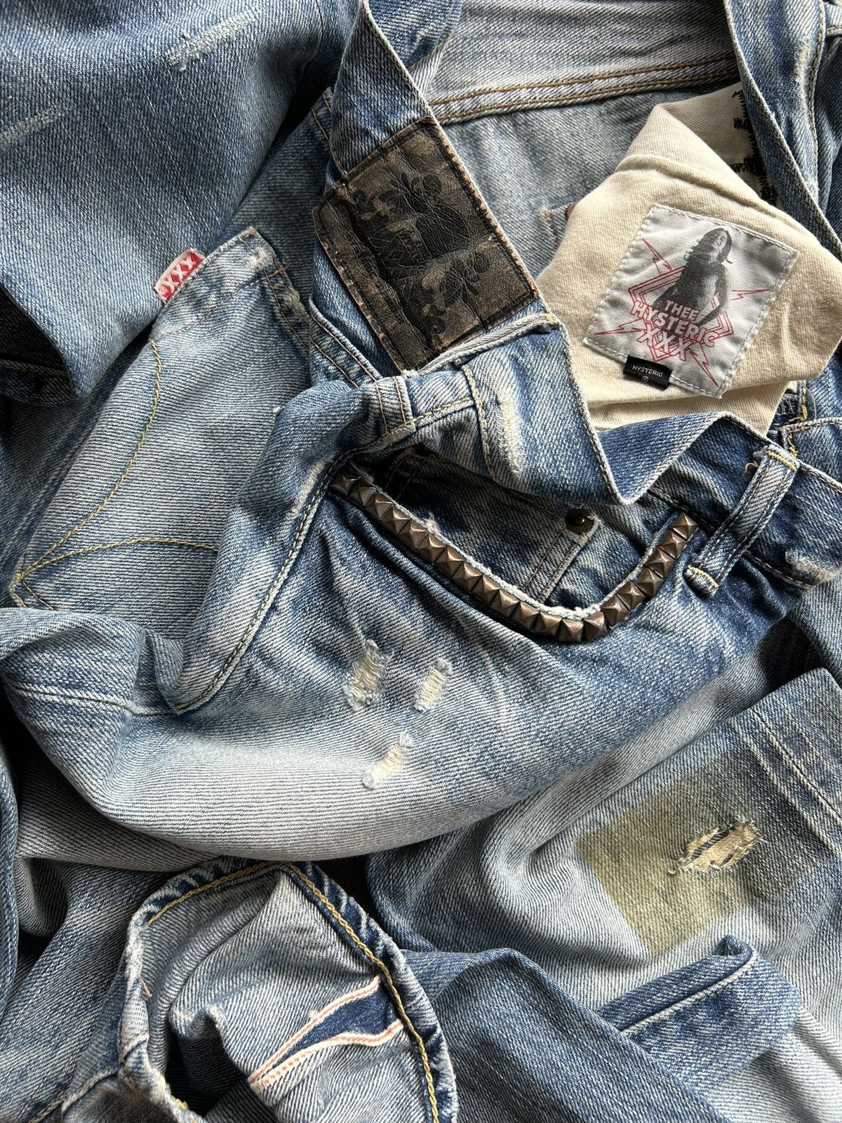 Hysteric Glamour × Japanese Brand Vtg HYSTERIC GLAMOUR XXX Selvedge Distressed denim RARE☠️ Size US 31 - 5 Thumbnail
