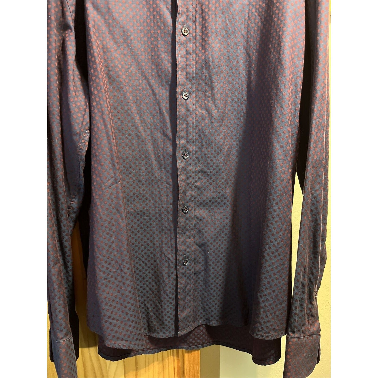 BUGATCHI Bugatchi Uomo Men’s L Purple Geometric Dot LS Cotton Shirt Size US L / EU 52-54 / 3 - 6 Thumbnail