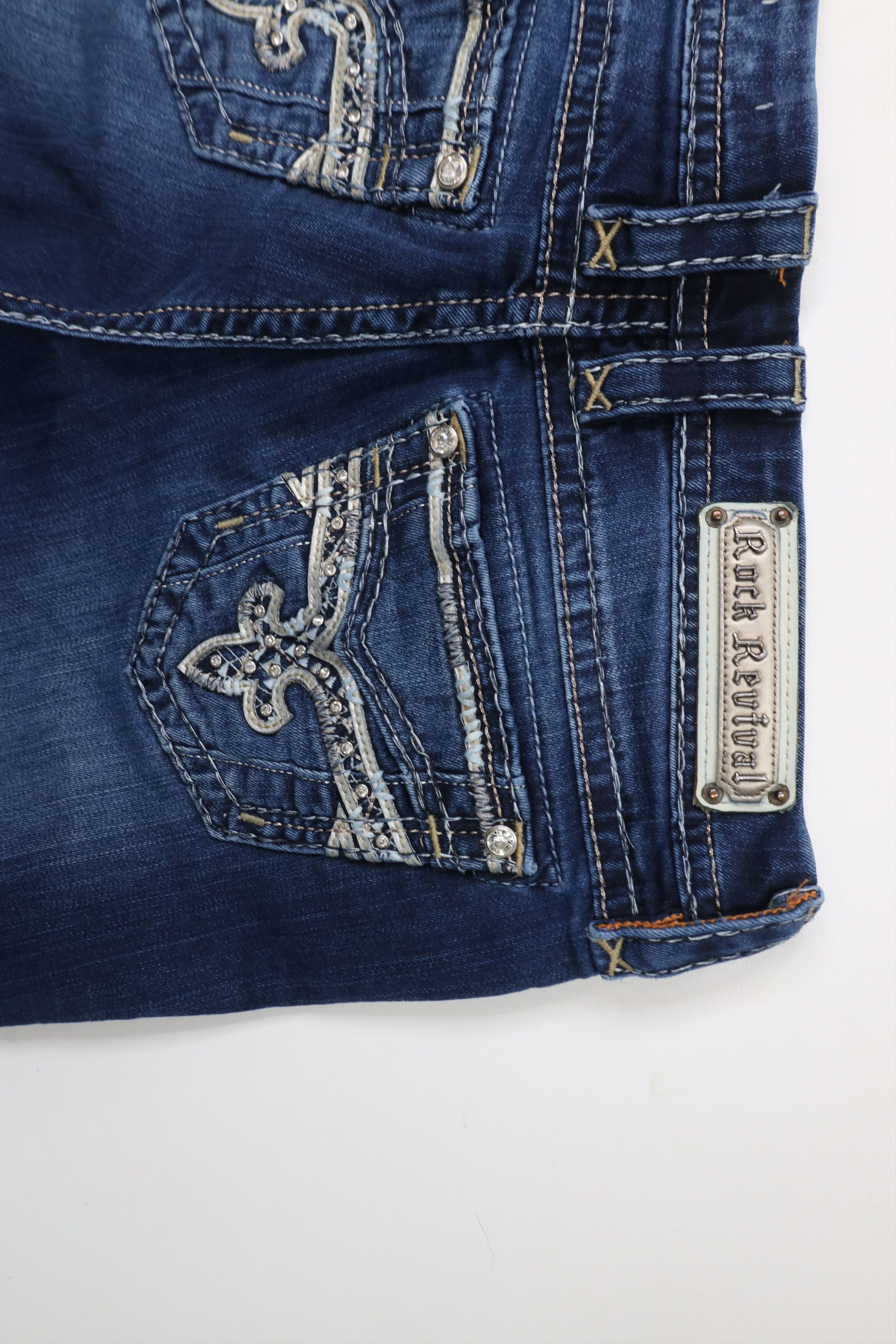 Vintage Rock Revival Stitch Jeweled Boris Easy Boot Denim Jeans Size 28" / US 6 / IT 42 - 11 Thumbnail