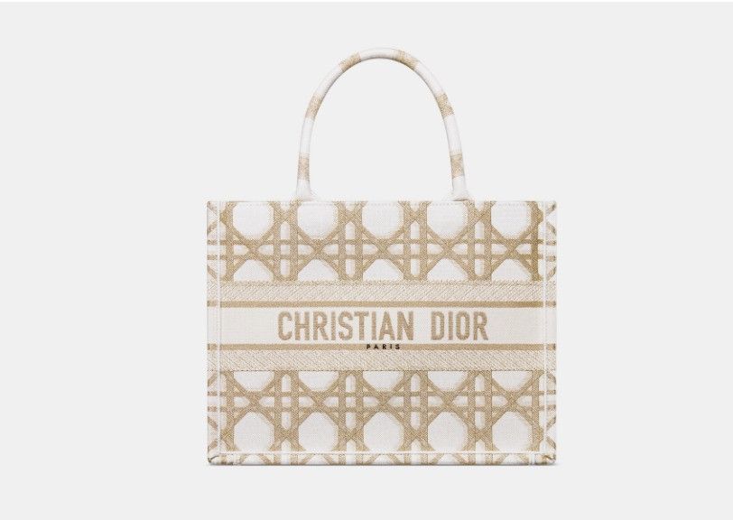 Dior o1w1db10325 Size: OS / M1296 Medium Tote Bag in White & Gold Size ONE SIZE - 2 Thumbnail