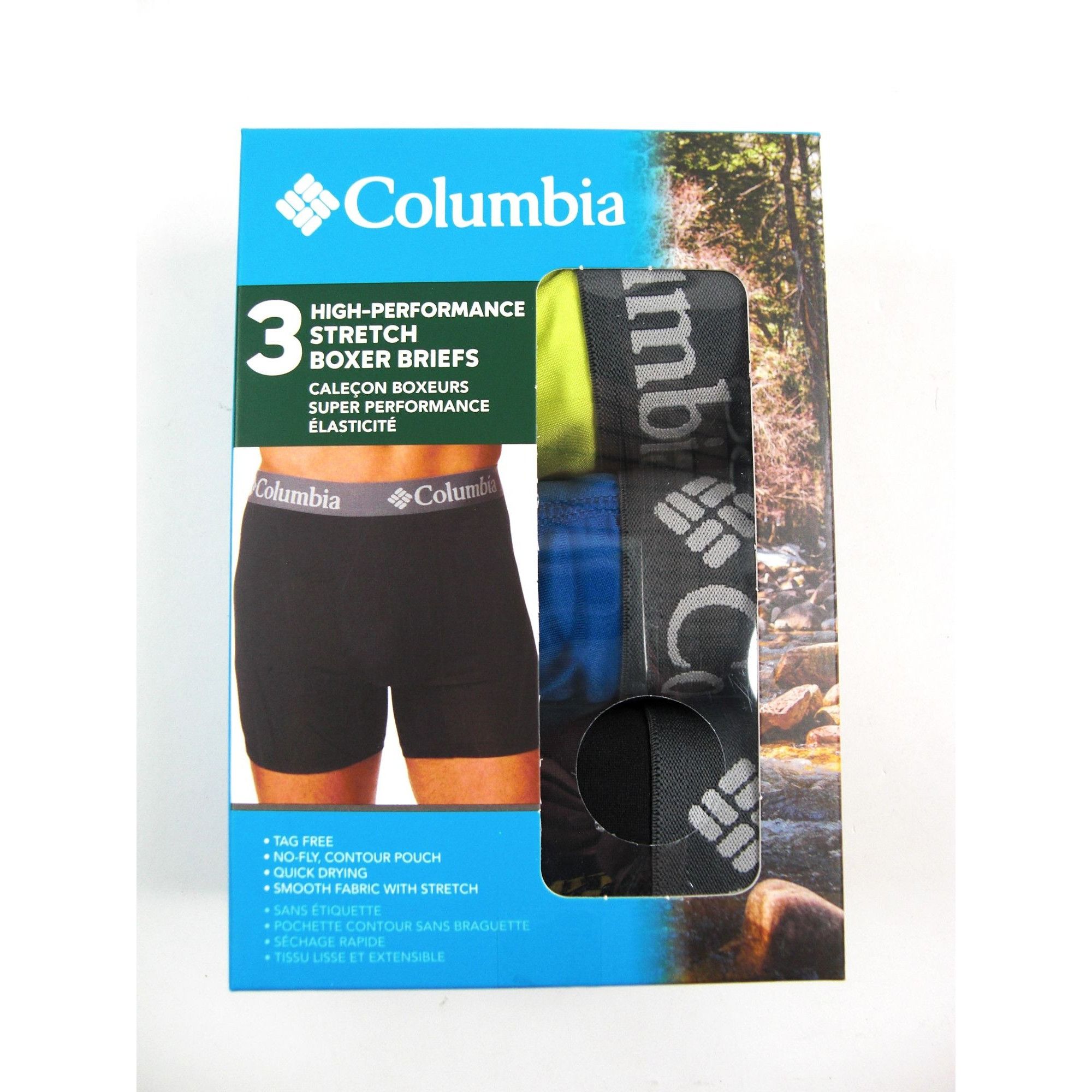 COLUMBIA 3 Pack Cotton Stretch Boxer Briefs Mens SZ Large 36-38