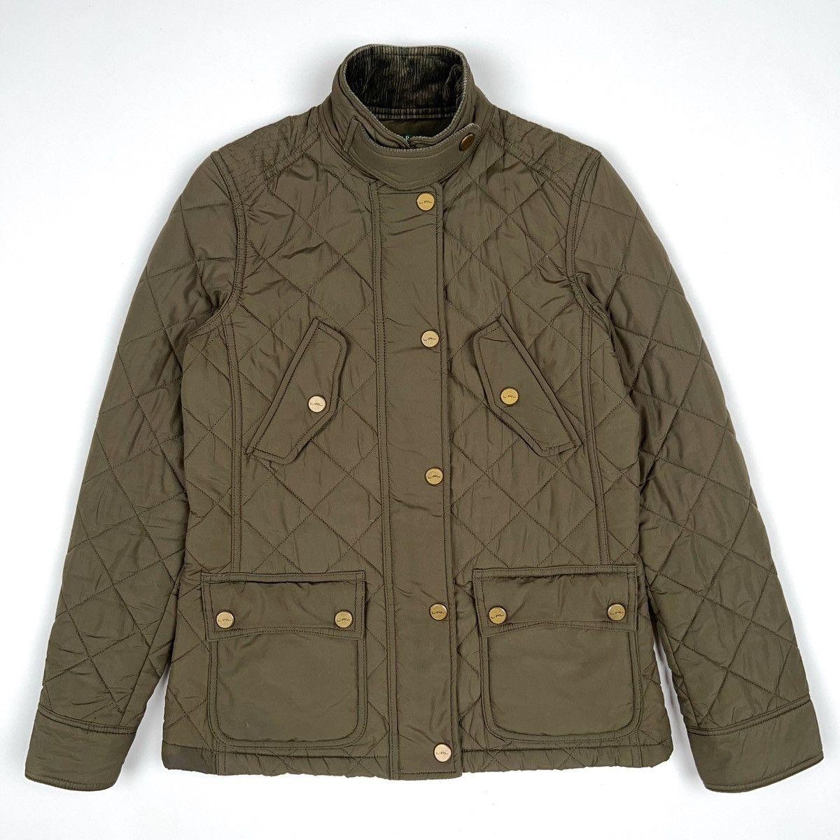 Lauren Ralph Lauren Ralph Lauren Quilted Khaki Olive Jacket Green Corduroy Neck Size XS / US 0-2 / IT 36-38 - 1 Thumbnail