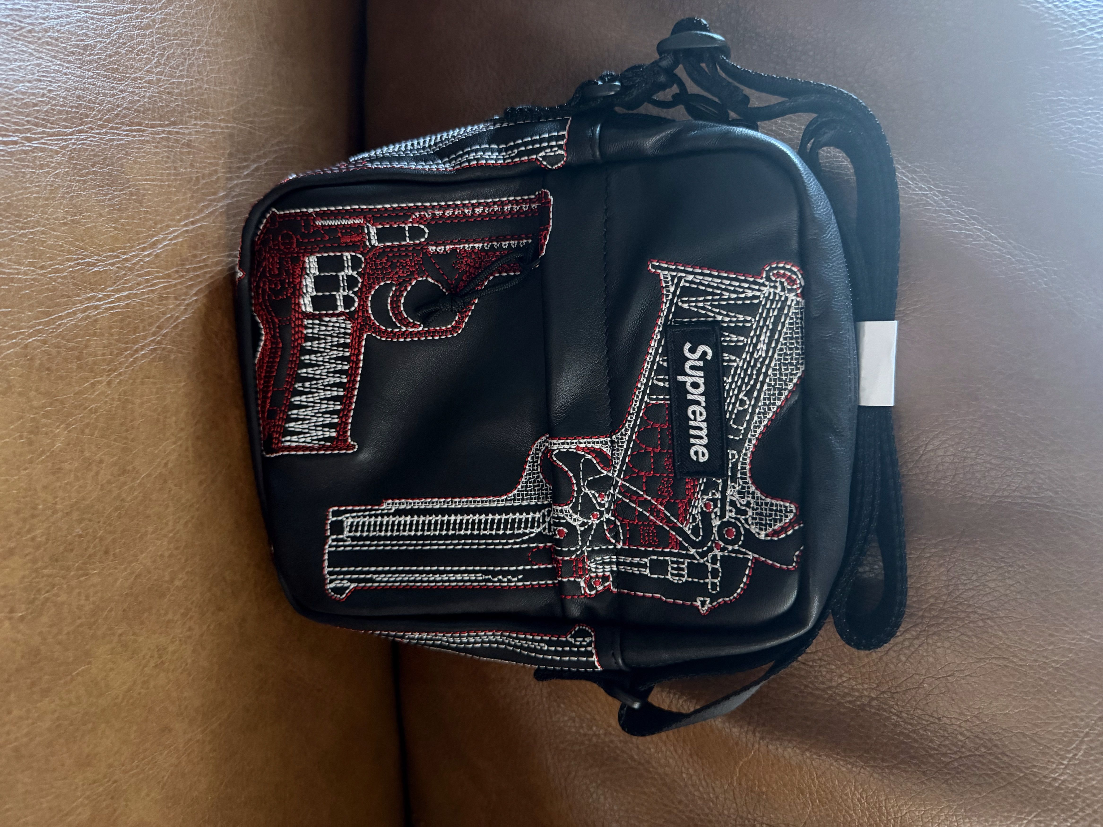 Guns Embroidered Leather Shoulder Bag - Shop - Supreme Supreme 