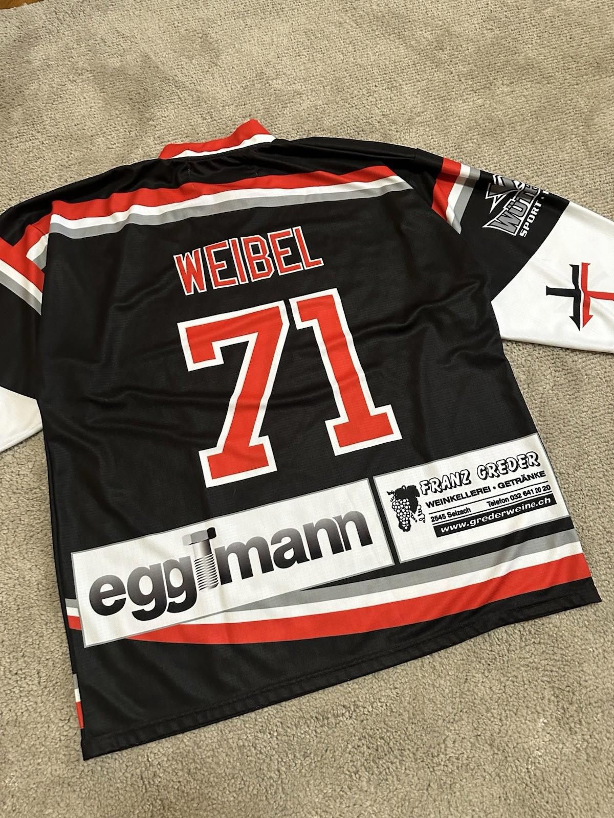 Designer Hockey Jersey 53 SHC Bettlach Trikot Shirt #71 WEIBEL Jersey Size US XL / EU 56 / 4 - 9 Thumbnail