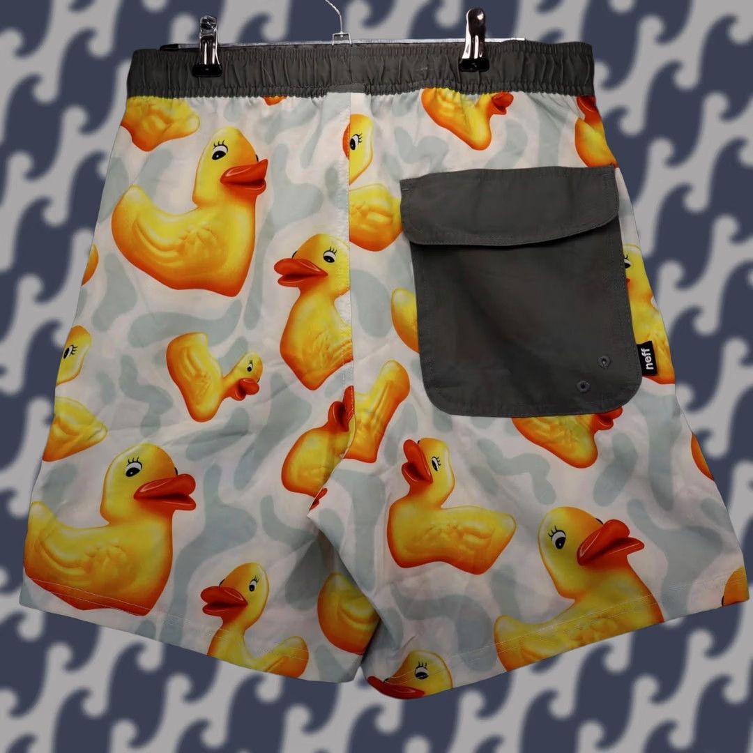 Vintage Neff Trunks Men Medium Swim Board Shorts Yellow Duck 28W Size US 31 - 1 Thumbnail