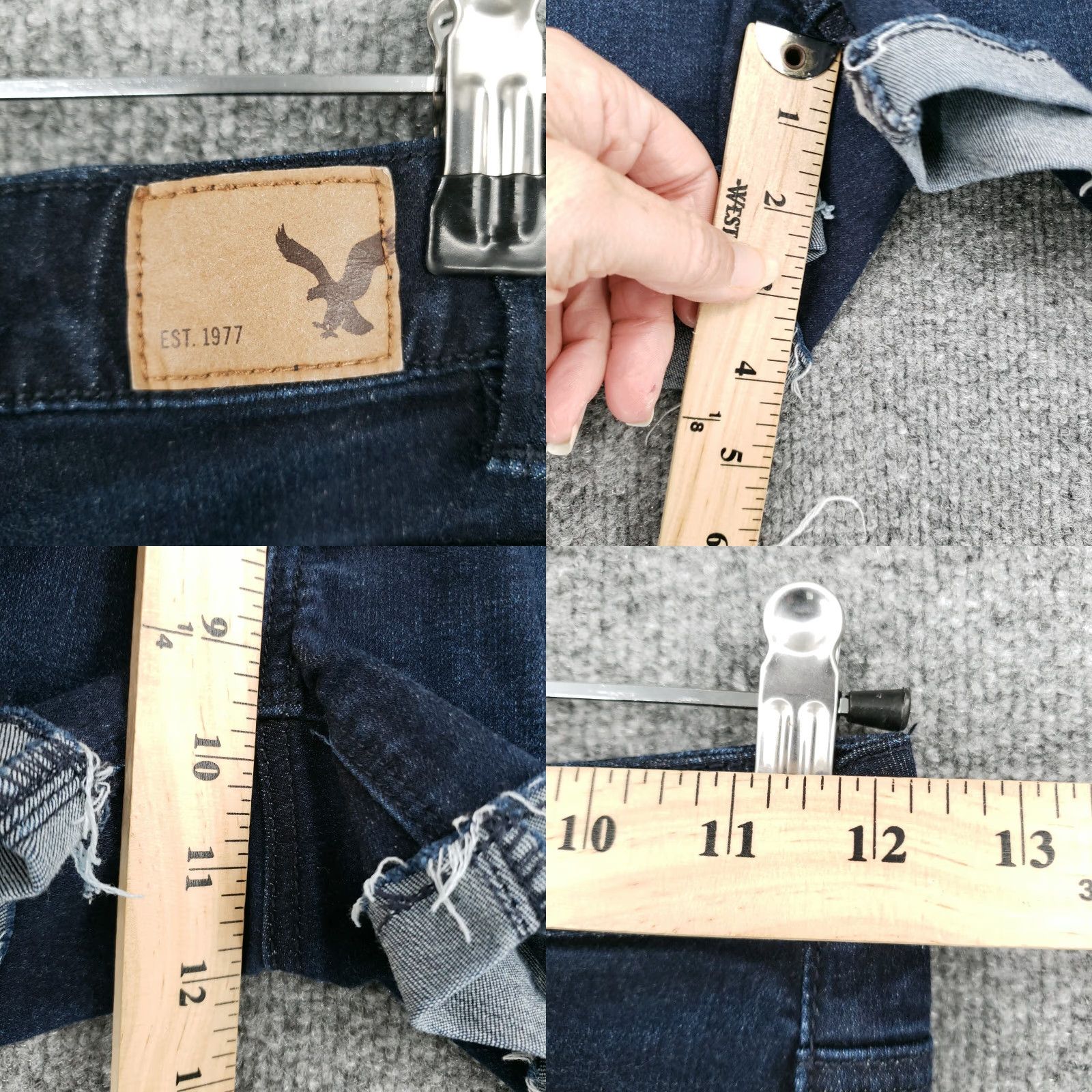 American Eagle Outfitters American Eagle Shorts Womens 0 Blue Cut-Off Mid Rise Stretch Dark Wash Denim Shirt? Size 25" / US 0 / IT 36 - 8 Thumbnail