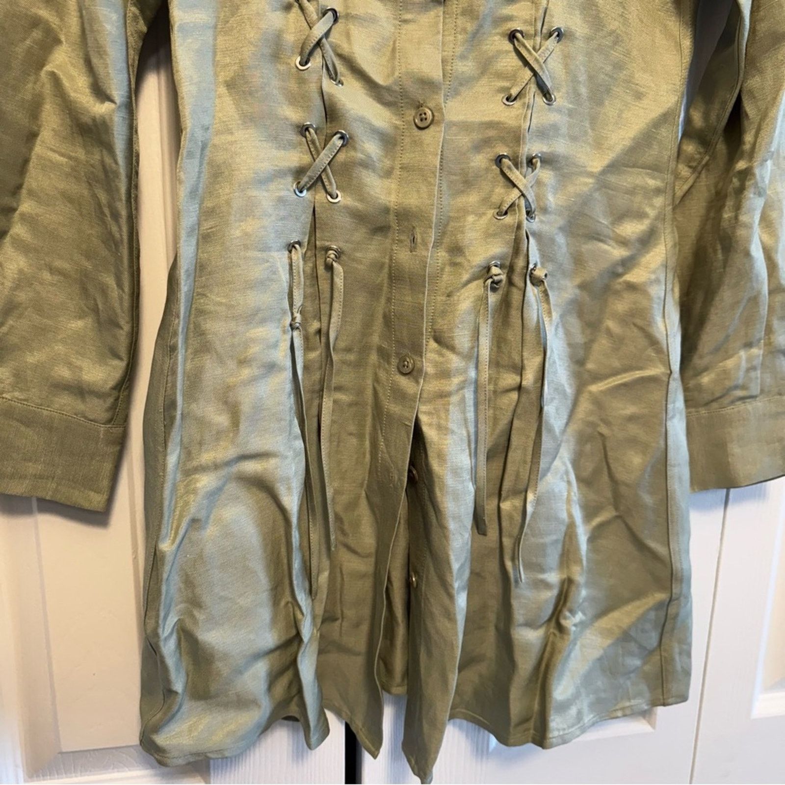 The Kooples NWT! The Kooples Elegant Green Button-Up Dress Size 0 (US S) Size XS / US 0-2 / IT 36-38 - 9 Thumbnail