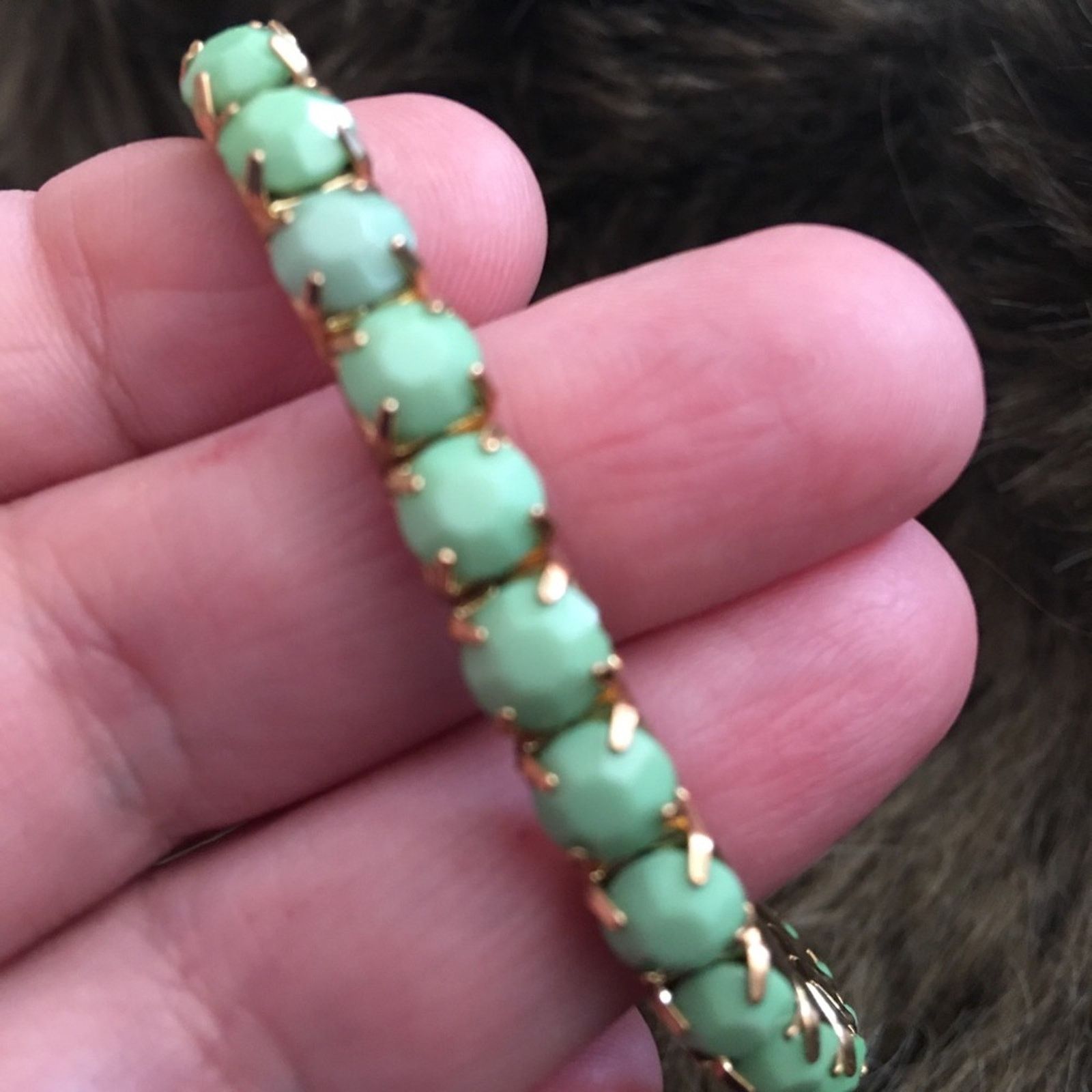 Jewelry Mint green faceted glass stone stretch bracelet Size ONE SIZE - 5 Thumbnail