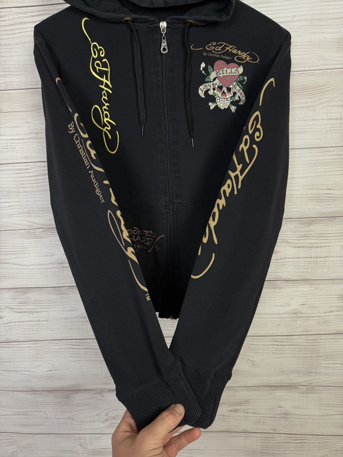 Christian Audigier RARE Vintage Ed Hardy Zip Hoodie Skelleton Skulls Audigier Size M / US 6-8 / IT 42-44 - 5 Thumbnail