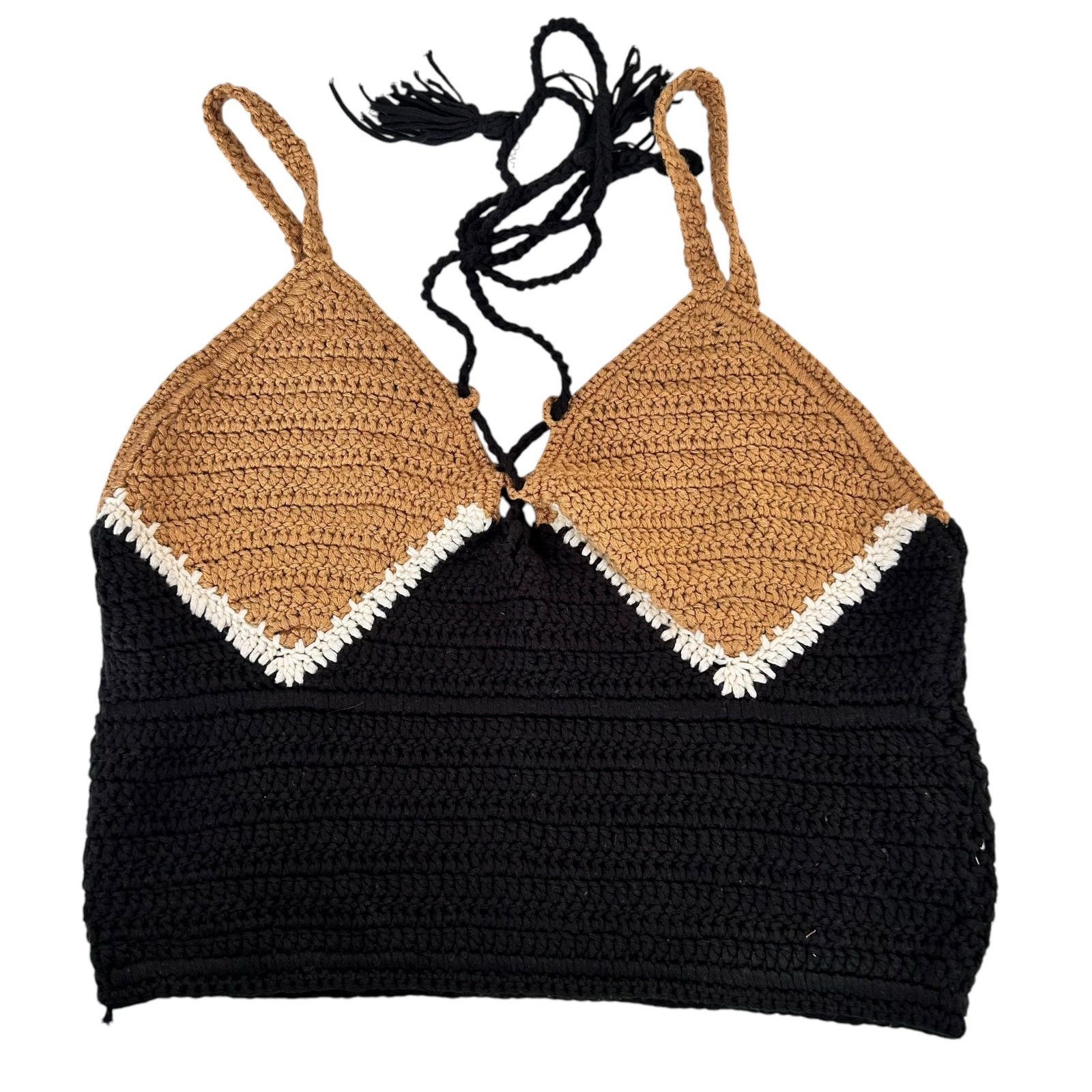 Forever 21 Forever 21 Black Gray Crochet Tank Top Sz S Size S / US 4 / IT 40 - 1 Thumbnail