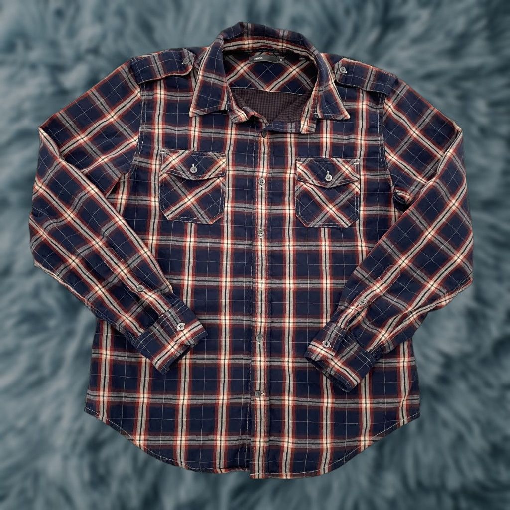 Vince VINTAGE Vince Flannel Shirt Men Medium Blue Plaid Long Sleeve Button-Up Casual Size US M / EU 48-50 / 2 - 1 Thumbnail