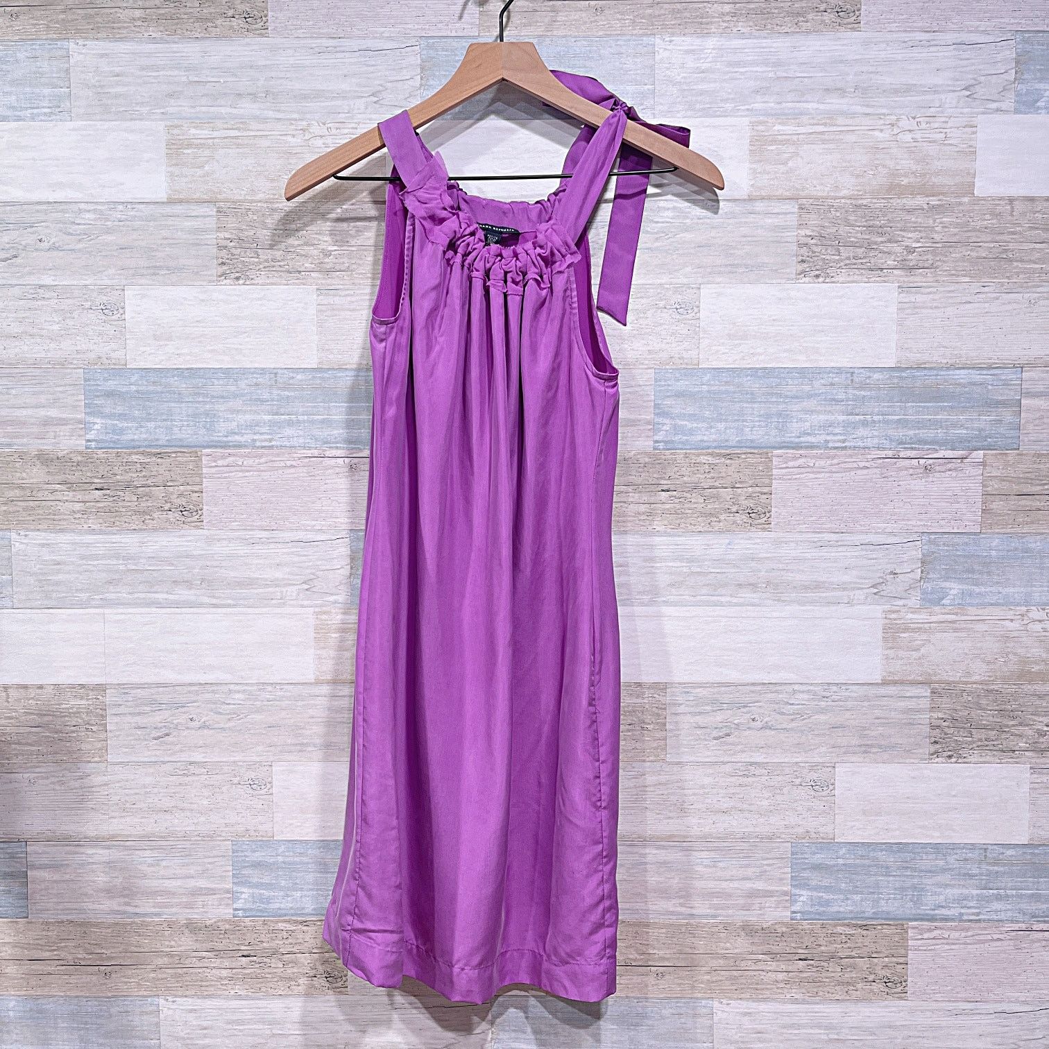 Banana Republic Banana Republic 100% Silk Ruched Bow Halter Dress Purple 00P Size XXS / US 00 / IT 34 - 1 Thumbnail