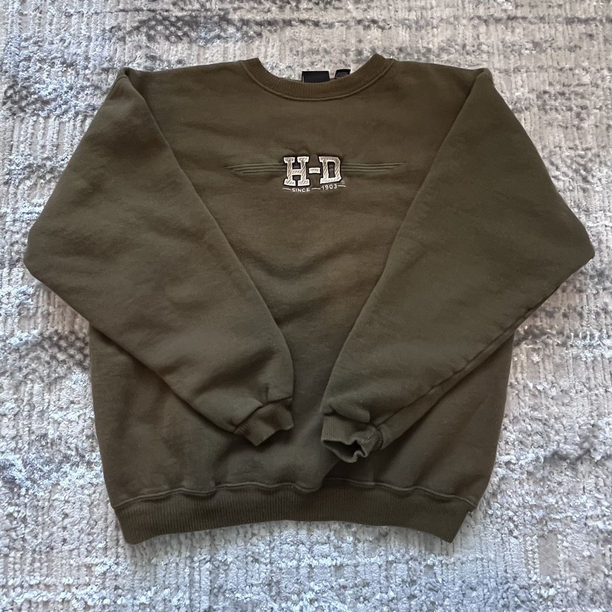 Harley Davidson × Vintage Vintage Brown/Olive Harley Davidson Crewneck Size XL / US 12-14 / IT 48-50 - 1 Thumbnail