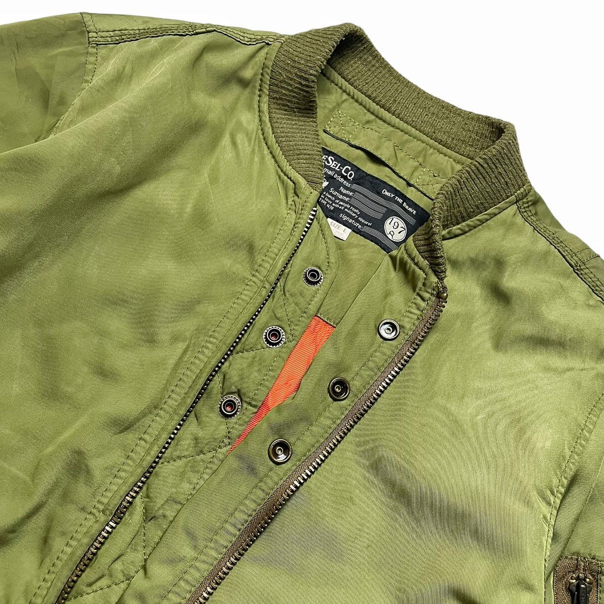 Diesel × Vintage Diesel Co Bomber Jacket Military Green Military Fashion Sz L Size US L / EU 52-54 / 3 - 4 Thumbnail