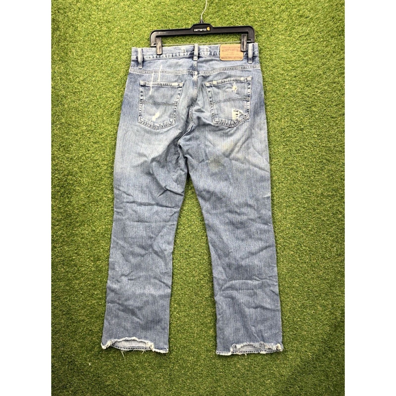 Express Express Jeans Precision Fit Mens 33x32 Quince Bootcut Light Wash Denim Distress Shirt Size US 32 / EU 48 - 2 Thumbnail