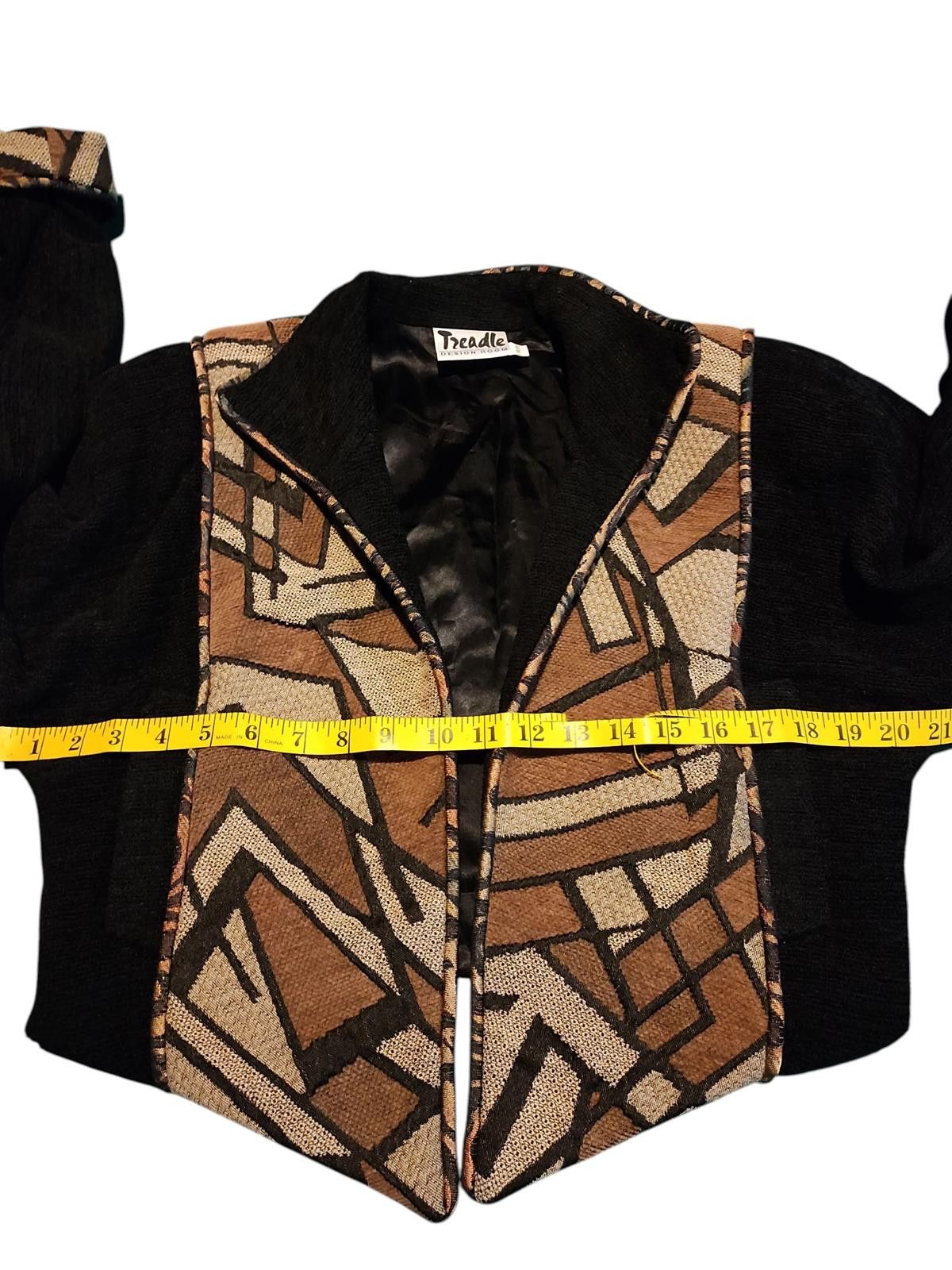 Threadless Vintage Treadle Womens Black & Brown Patterned Zip-Up Jacket Size M / US 6-8 / IT 42-44 - 7 Thumbnail