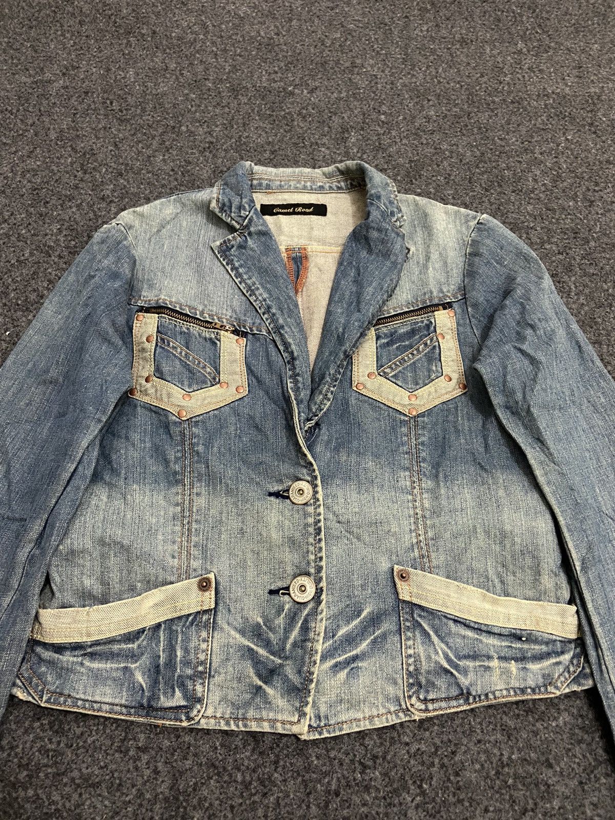 Le Grande Bleu (L.G.B.) × Vintage vintage Y2K camel road denim women jacket Size L / US 10 / IT 46 - 2 Thumbnail