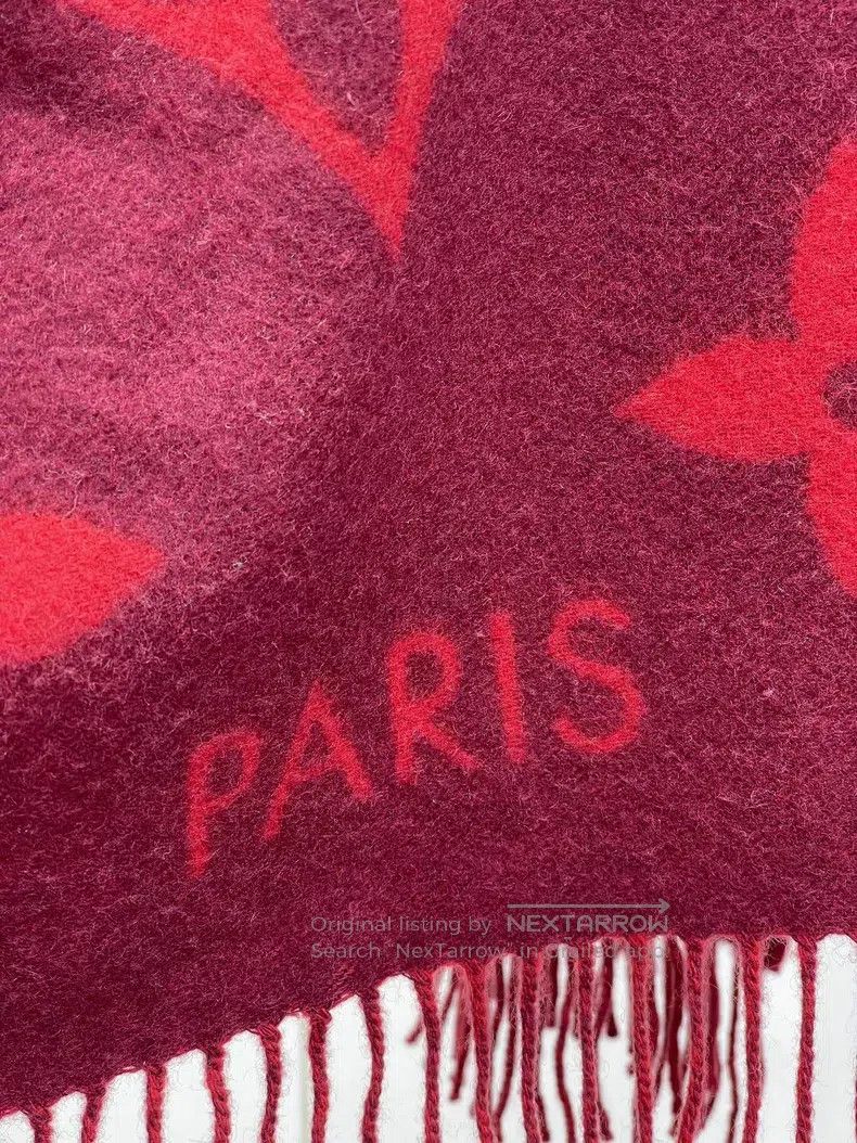 Louis Vuitton Louis Vuitton Red presbyopic cashmere fringe scarf Size ONE SIZE - 5 Thumbnail