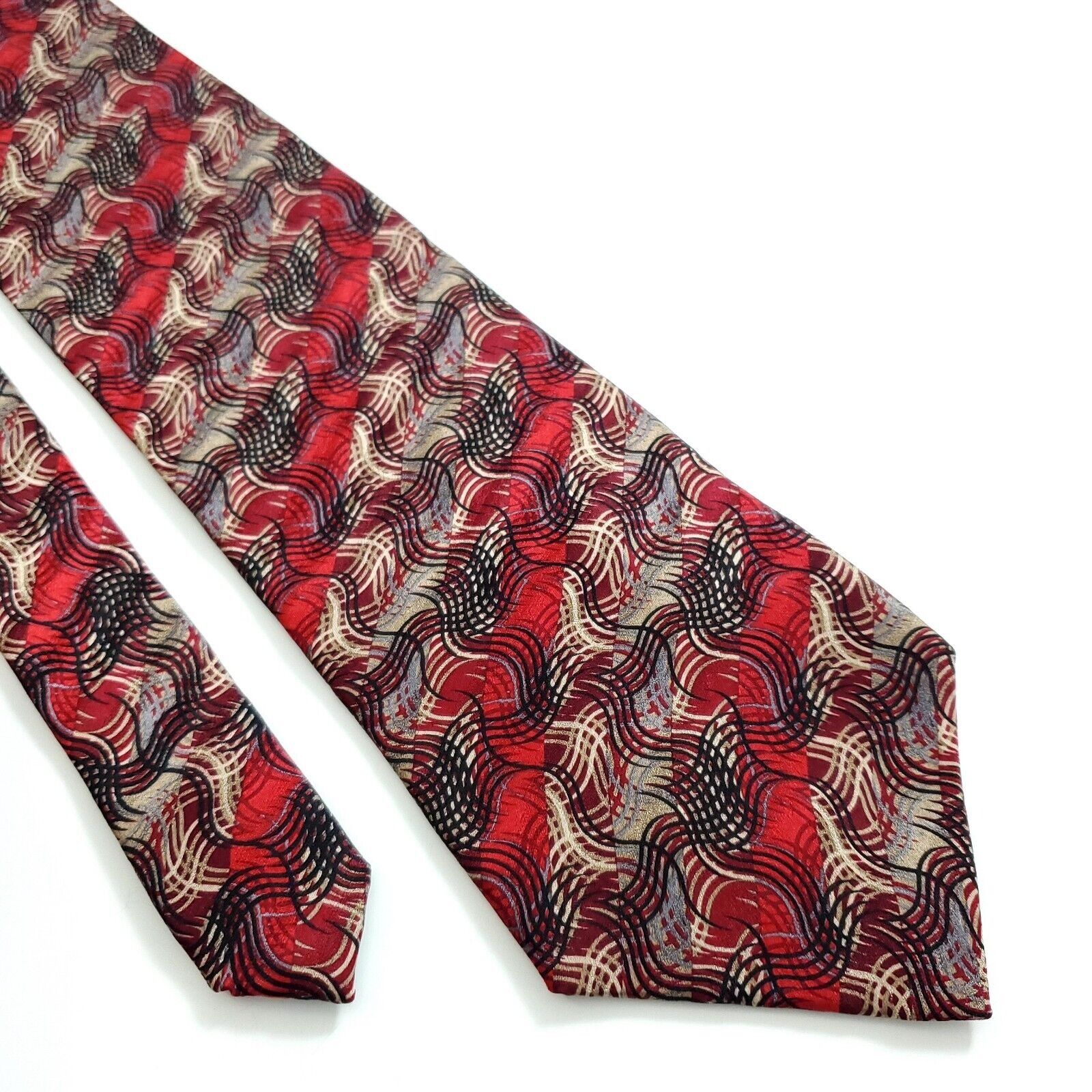 Liz Claiborne Crazy Horse Claiborne Stain Resistant Print Red Tan Abstract Size ONE SIZE - 1 Thumbnail