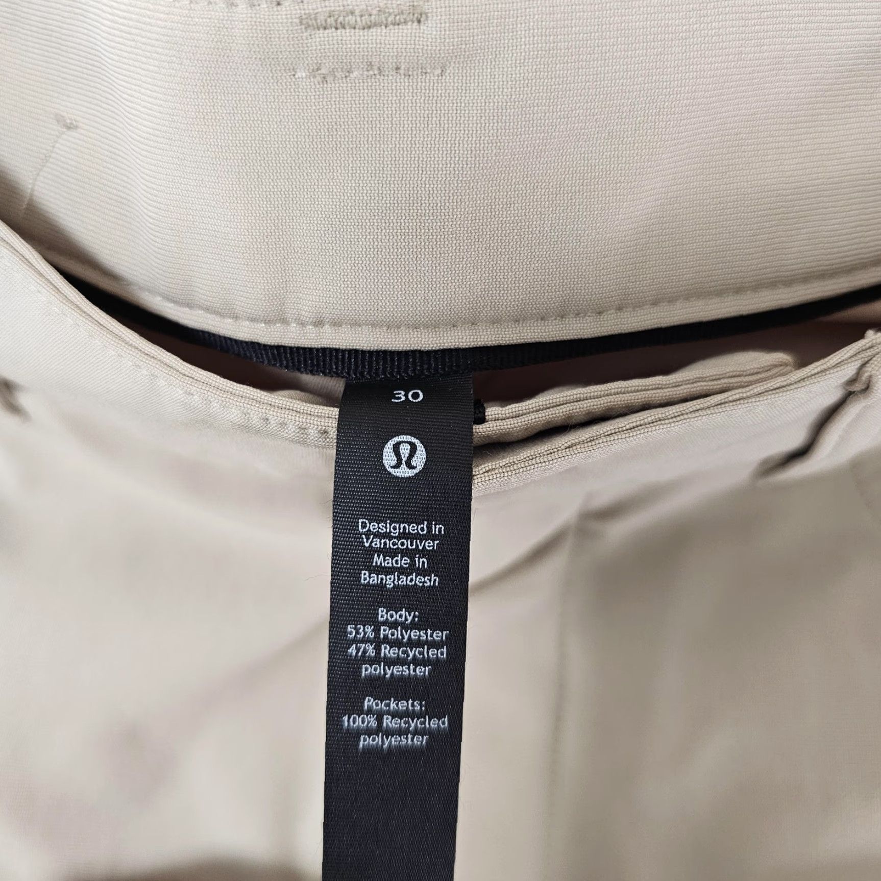 Lululemon Lululemon Pants Mens 30x31 Beige 5-Pocket Chino Casual Tech Performance Stretch Straight Front Zip Button 30 in Size US 30 / EU 46 - 2 Thumbnail