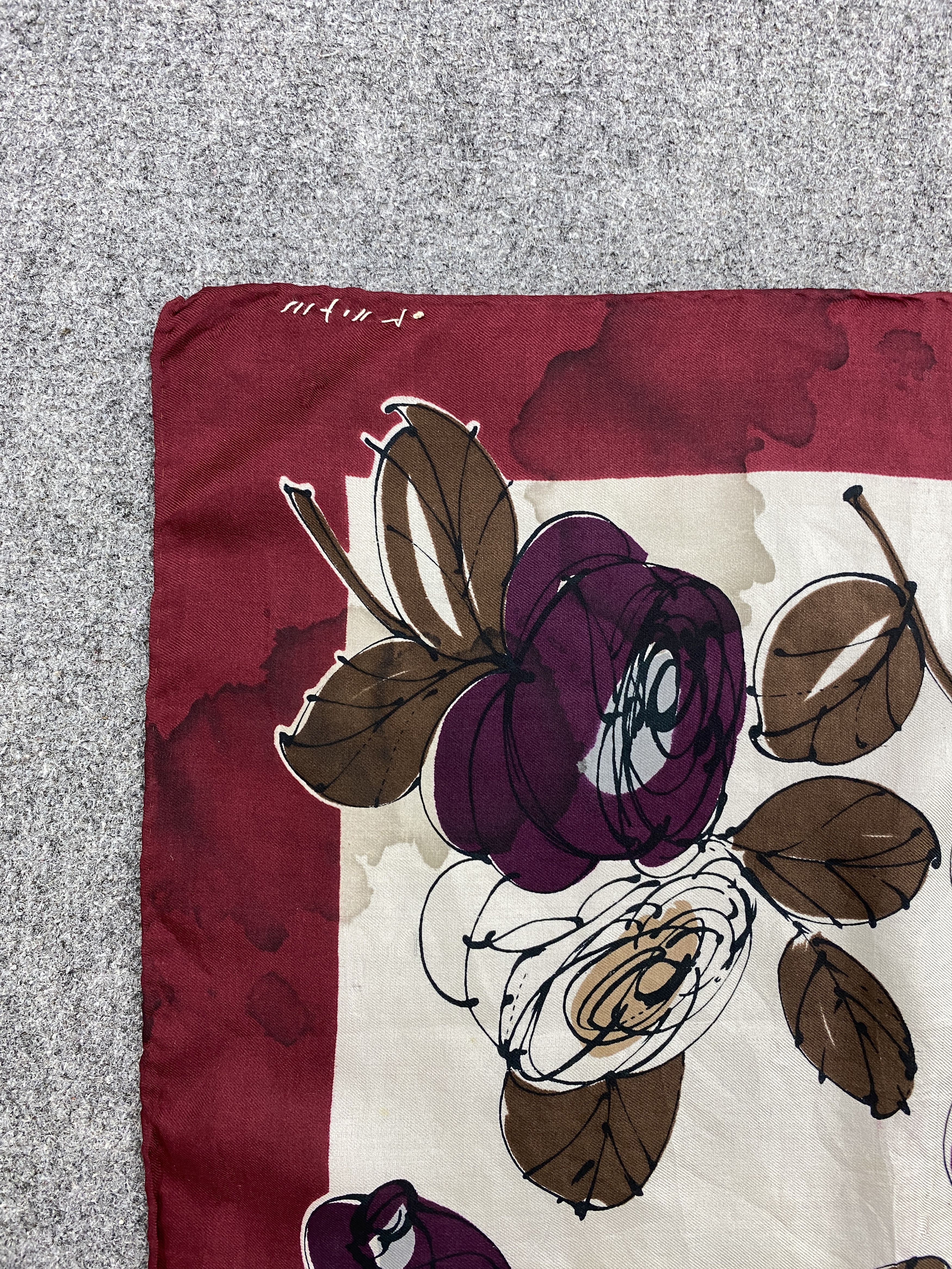 Japanese Brand Vintage 80s Japan Floral Silk Scarf / Silk Shawl SN0235 Size ONE SIZE - 5 Thumbnail