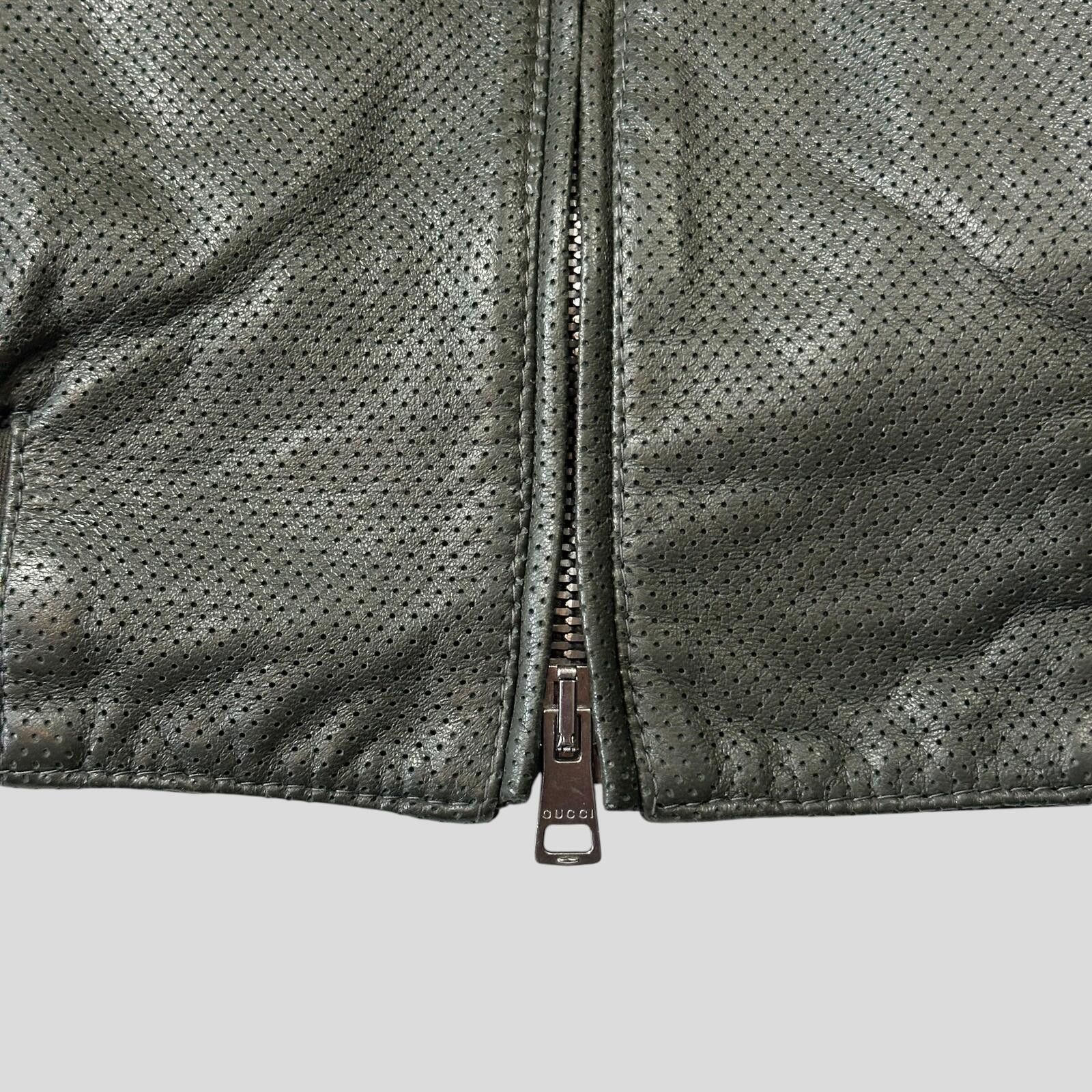 Gucci Gucci Tom Ford 00’s Perforated Nappa Leather Green Bomber L Size US L / EU 52-54 / 3 - 3 Thumbnail