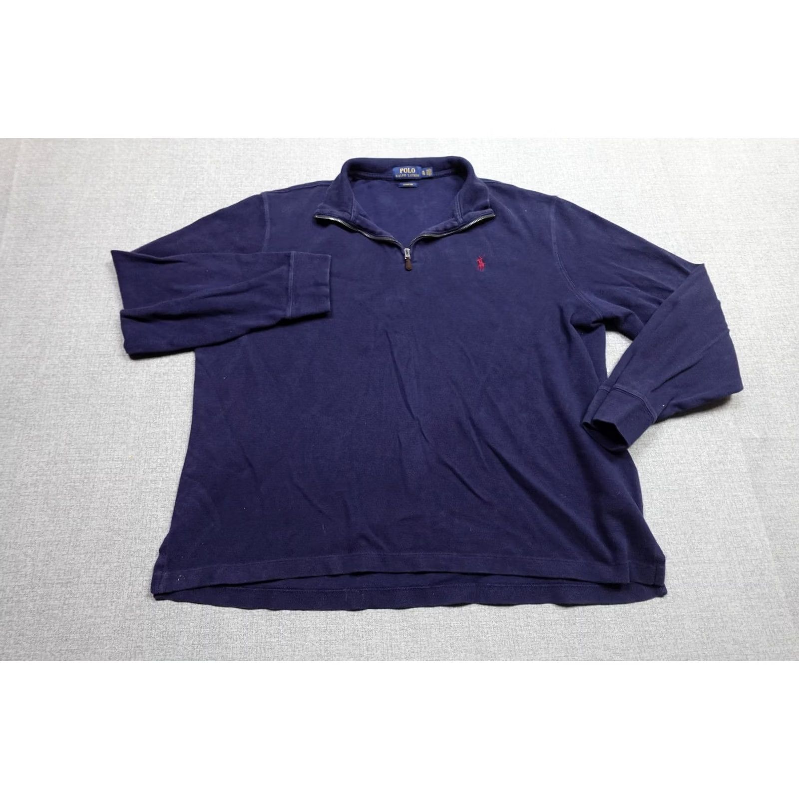 Polo Ralph Lauren Polo Ralph Lauren Estate Rib Quarter Zip Sweater Mens XL Blue Cotton Mock Neck Pullover Knit Long Sleeve Size US XL / EU 56 / 4 - 3 Thumbnail