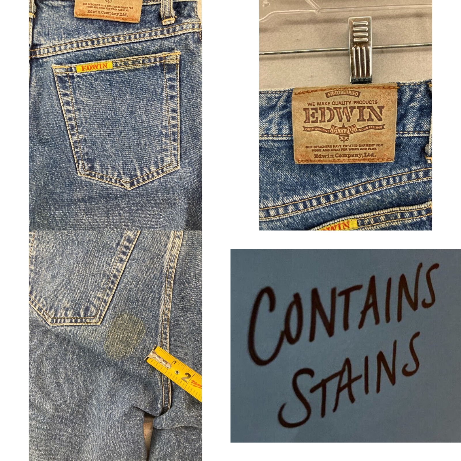 Edwin VINTAGE Edwin Jeans 31x34 Hi Rise Mom Tapered Slim Denim Blue 80s Womens Size 24" / US 00 / IT 34 - 8 Thumbnail