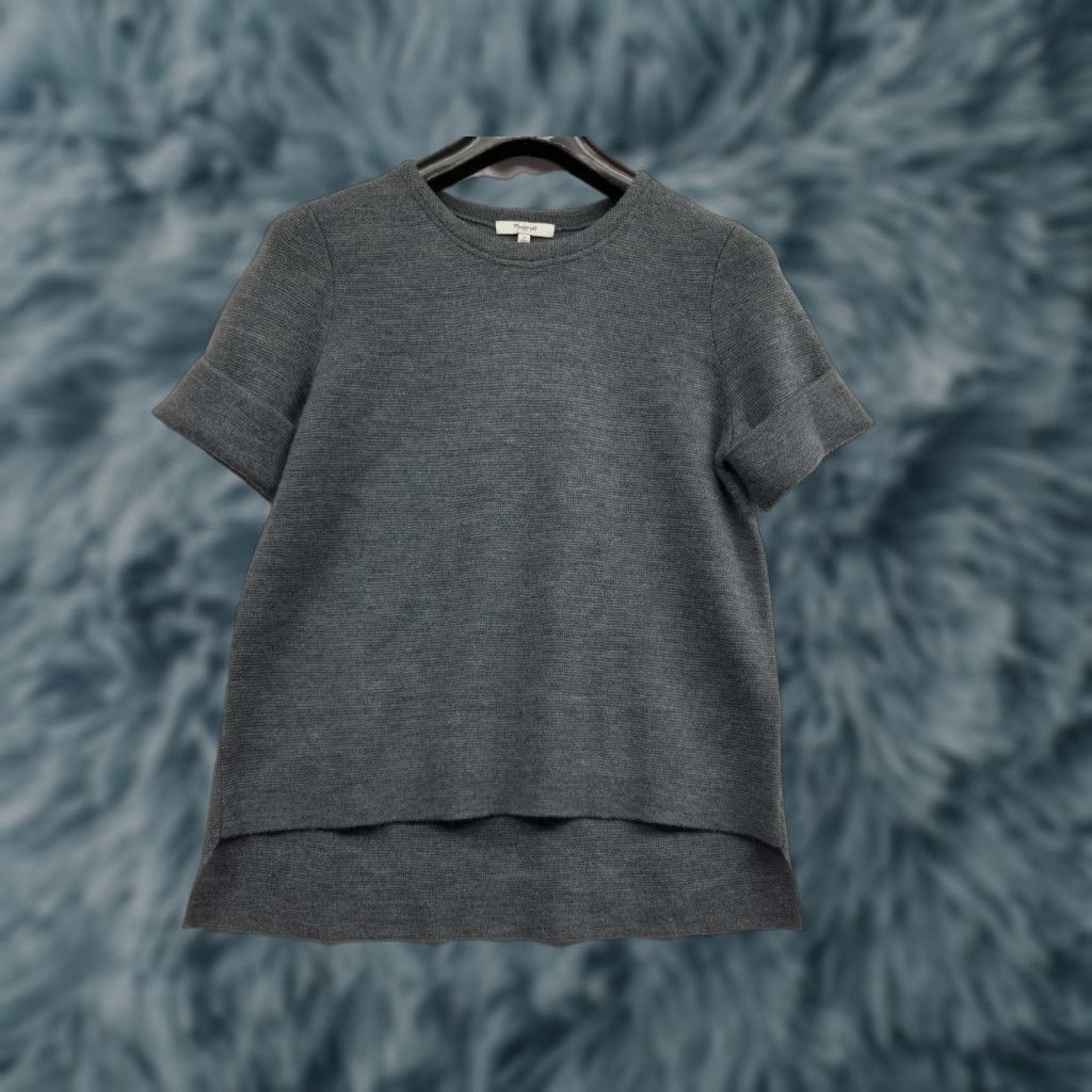 Madewell Madewell Sweater Tee Gray Women's Size Small Short Sleeve Wool Blend Volleyball? Wait proceed. Size S / US 4 / IT 40 - 1 Thumbnail