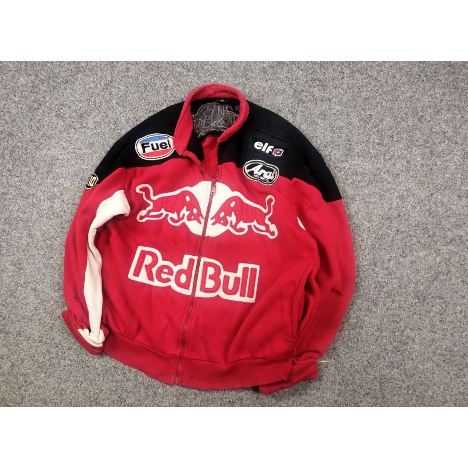 Logo 7 VINTAGE Red Bull Logo Fuel Arai TMR Twin Engine Zip Racing Sweatshirt Y2K Style Mens M Red 90s Racing Zip Up Hoodie Soulful Brand: Vintage Size US M / EU 48-50 / 2 - 4 Thumbnail