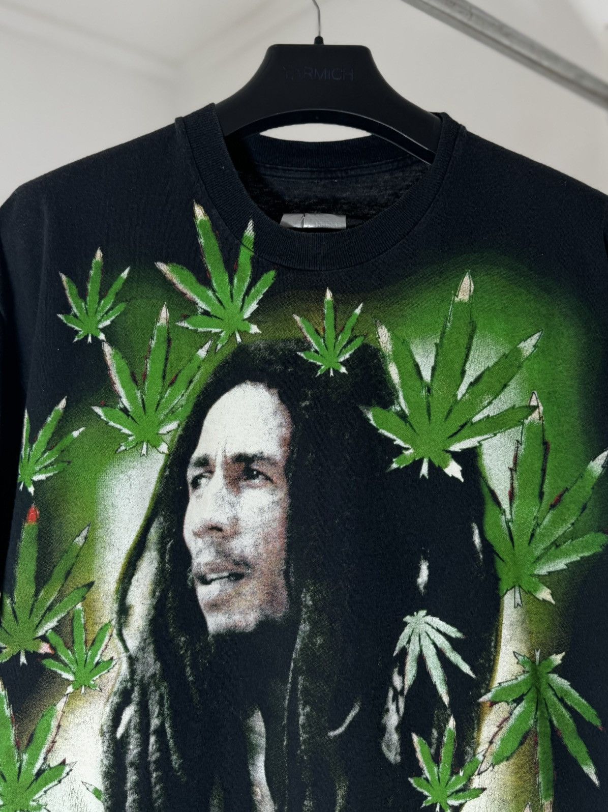 Bob Marley Vintage 1999 BOB MARLEY OVERPRINTED WEED RAP TEE Size US L / EU 52-54 / 3 - 4 Thumbnail