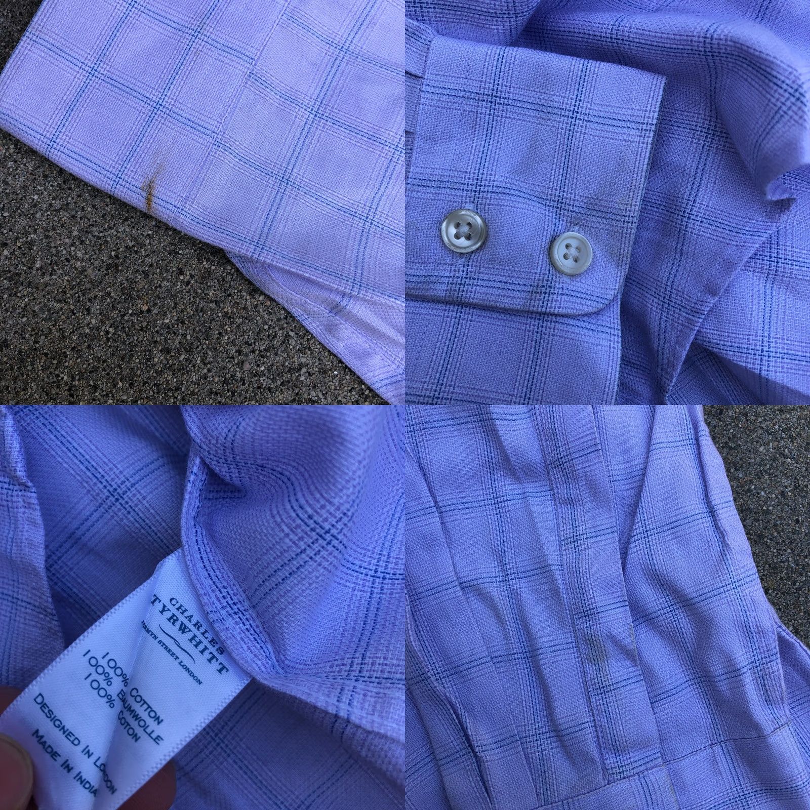 Charles Tyrwhitt Charles Tyrwhitt Dress Shirt Men Extra Slim Purple Plaid 16.5/36 Button Long Sleeve Size 46R - 8 Thumbnail
