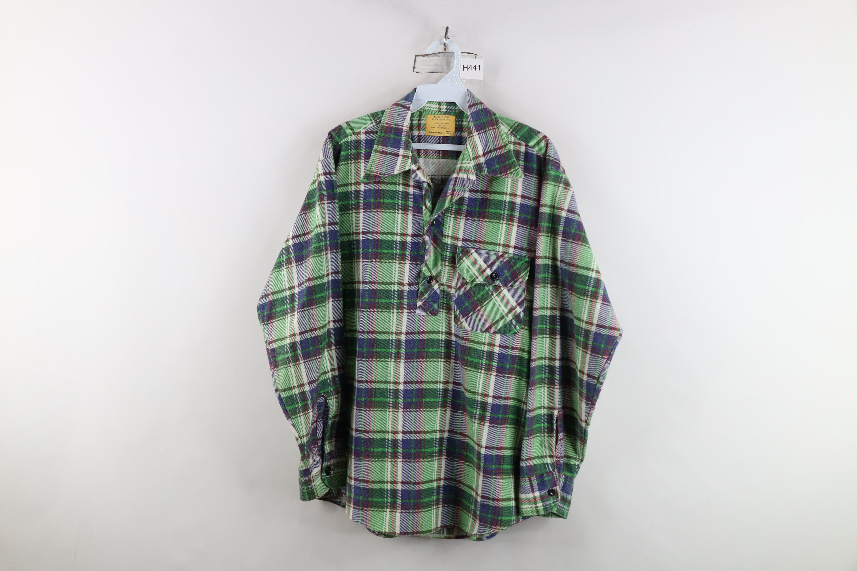 Vintage Vintage 70s Streetwear Flannel Collared Polo Shirt Plaid USA Size US M / EU 48-50 / 2 - 1 Thumbnail
