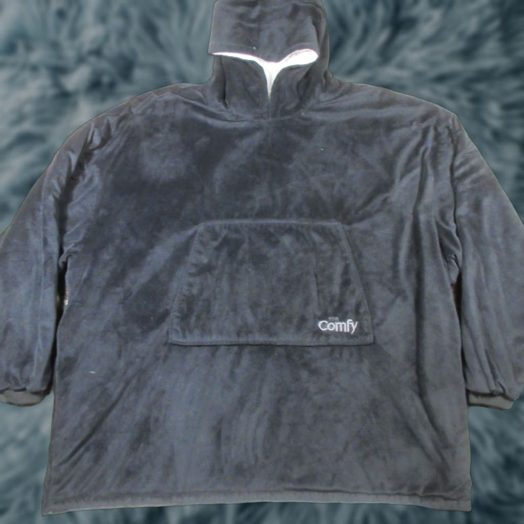 Vintage Cozy Comfort Company Hoodie Adults One Size Black Sherpa Lined Oversized Blanket Fleece Pockets Hooded Logo Embroidered Size ONE SIZE - 1 Thumbnail