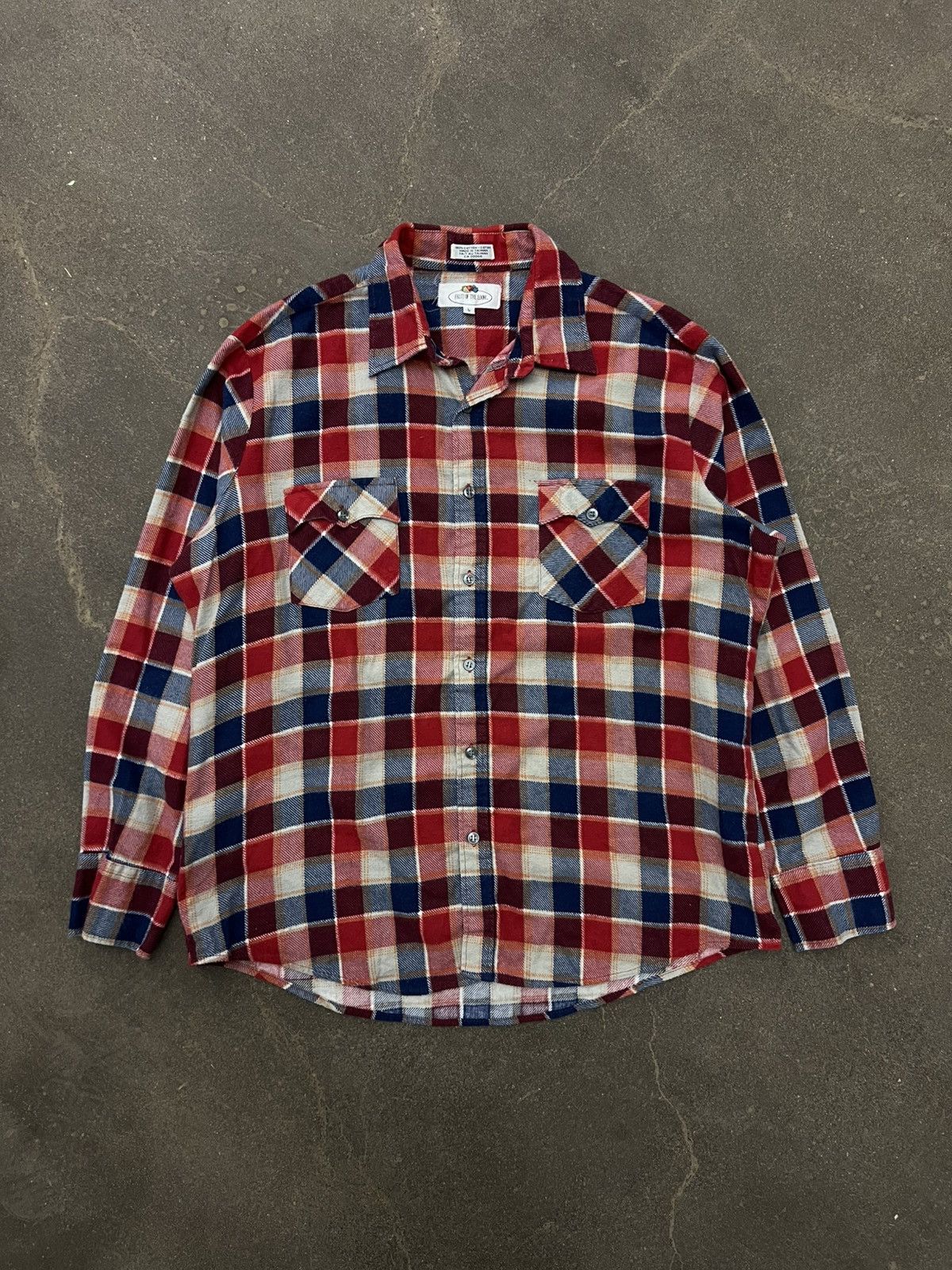 Fruit Of The Loom × Vintage VTG 1980’s Fruit of the Loom Cotton Flannel Shirt Size US L / EU 52-54 / 3 - 1 Thumbnail