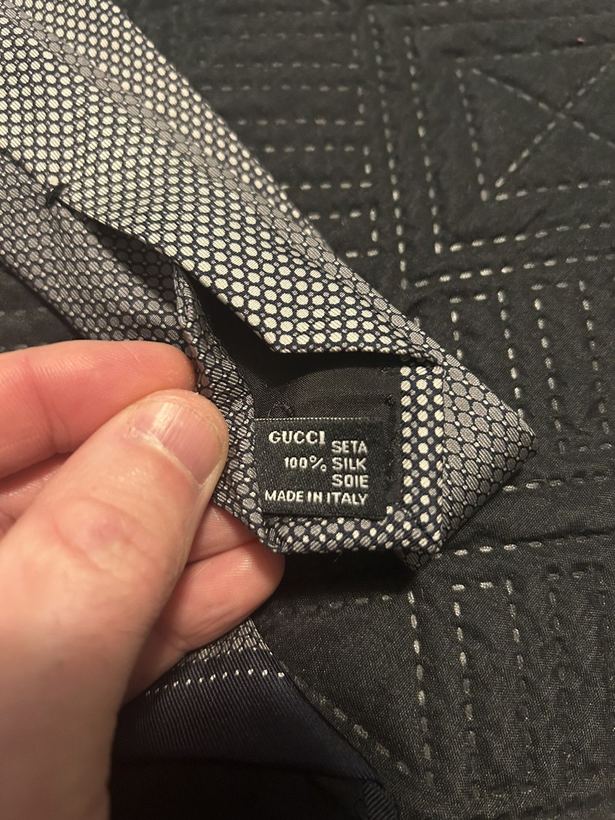 Gucci Gucci 100% Silk Made in Italy Geometric Tie Size ONE SIZE - 6 Thumbnail